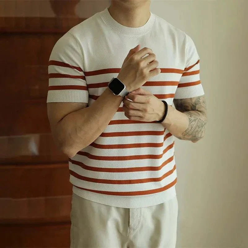 Korean Summer Striped T-Shirt for Women - Breathable Cotton Casual Tee - Perfect for Beach, Travel, and Everyday Wear