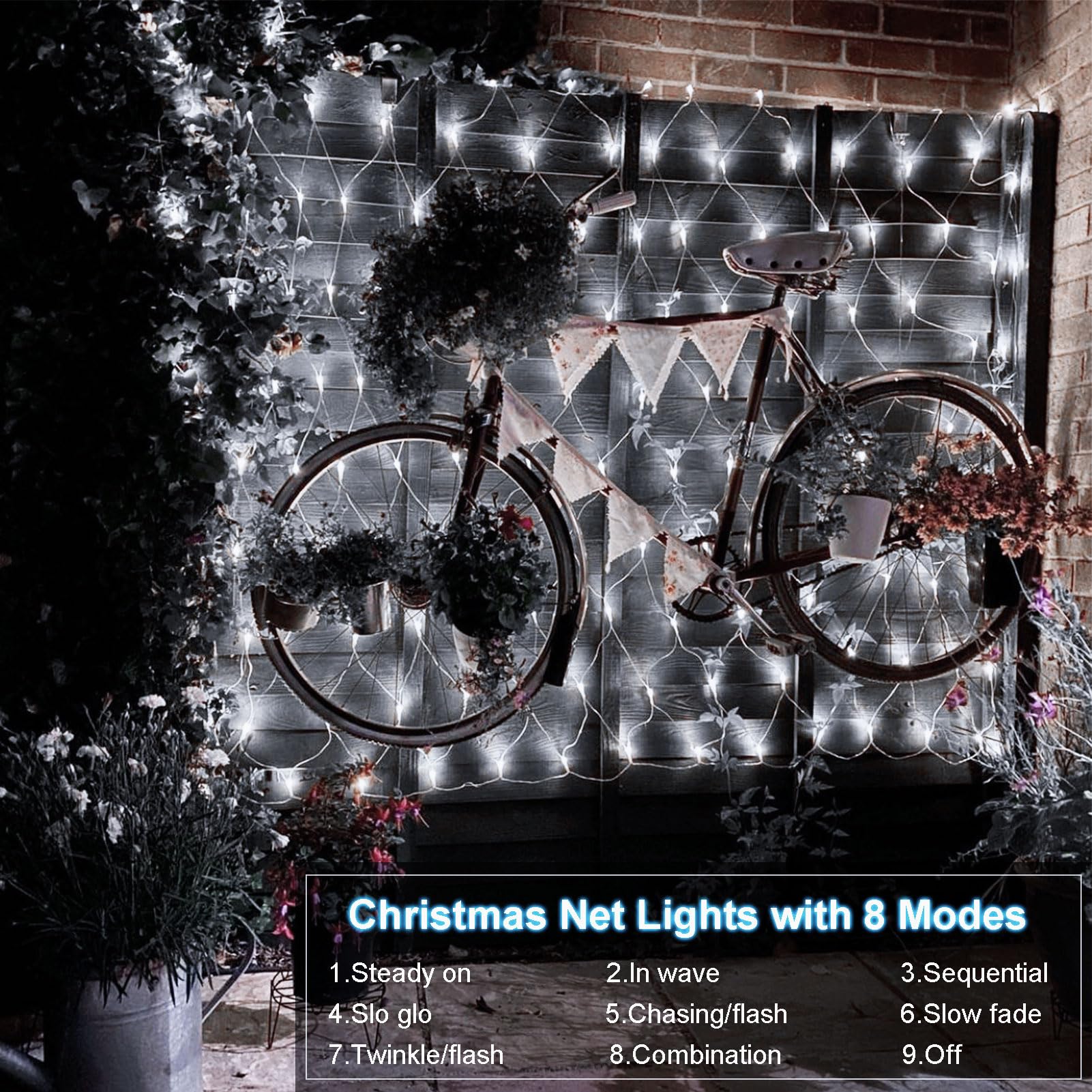Battery Powered Christmas Net Lights - 4.9ft x 4.9ft 100 LED Outdoor Net Lights with Remote Timer & Dimmable Function for Bushes, Garden, Backyard Holiday Decoration (Cool White) - Perfect for Christmas Tree, Porch, Fence, and Window Decorations