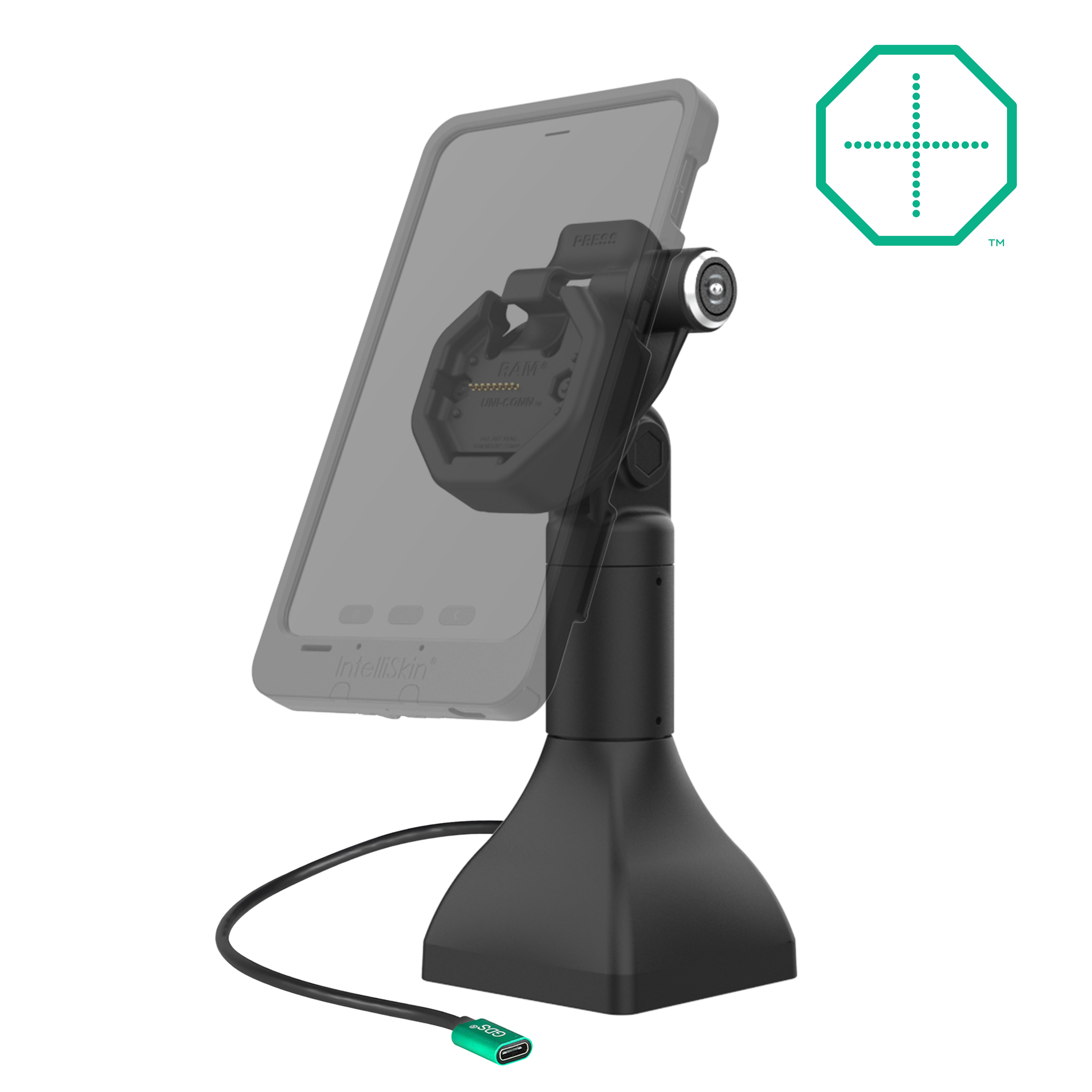 GDS® Uni Conn™ Powered 7 Locking Pedestal Dock with USB-C Port - Secure Multi-Device Charging Station for Office, Home & Workspace Organization
