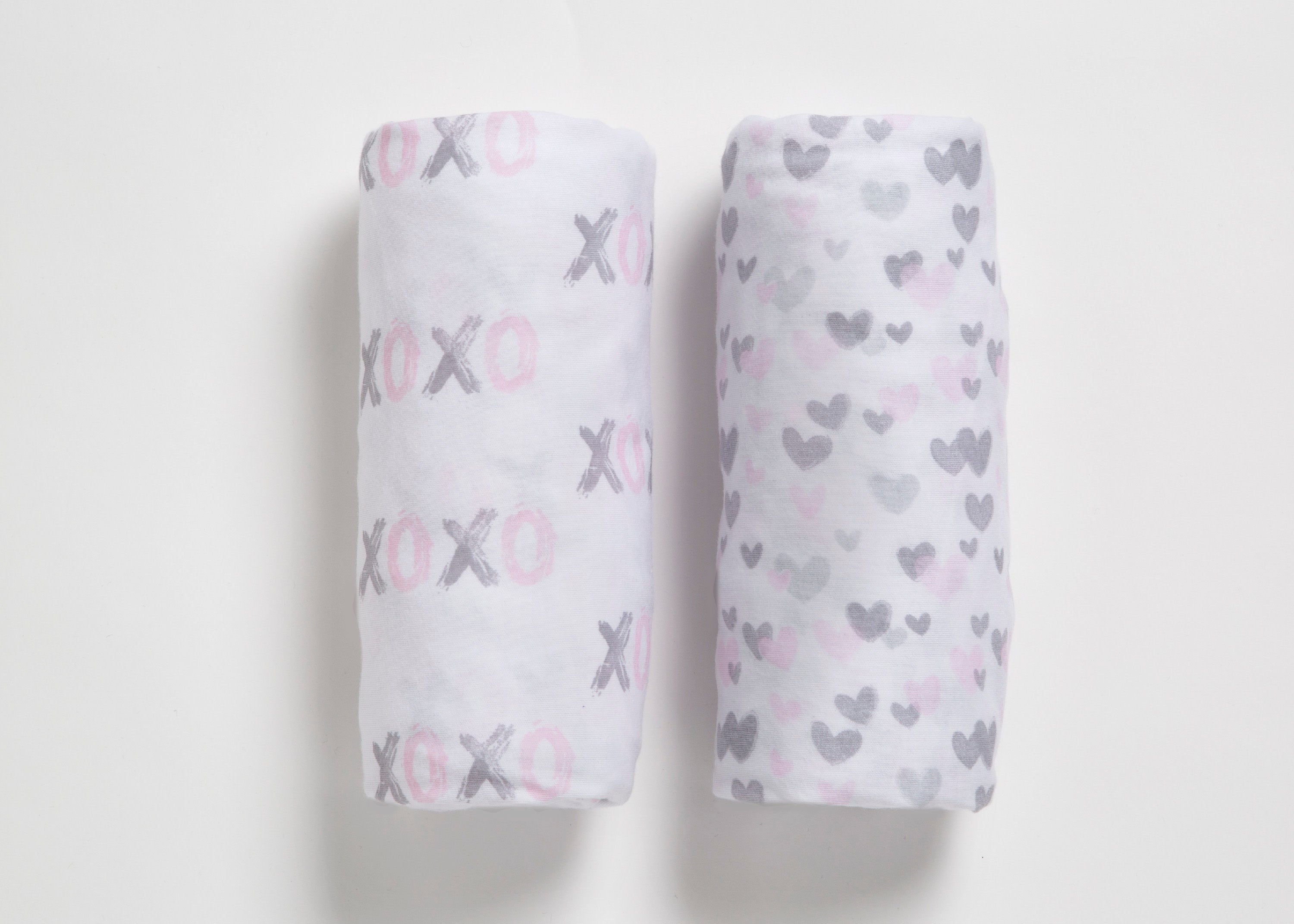 Hearts N Kisses Fitted Crib Sheets 2 Pack - Soft Baby Crib Bedding Set for Nursery, Toddler & Infant - Perfect for Daycare, Home Nursery & Travel