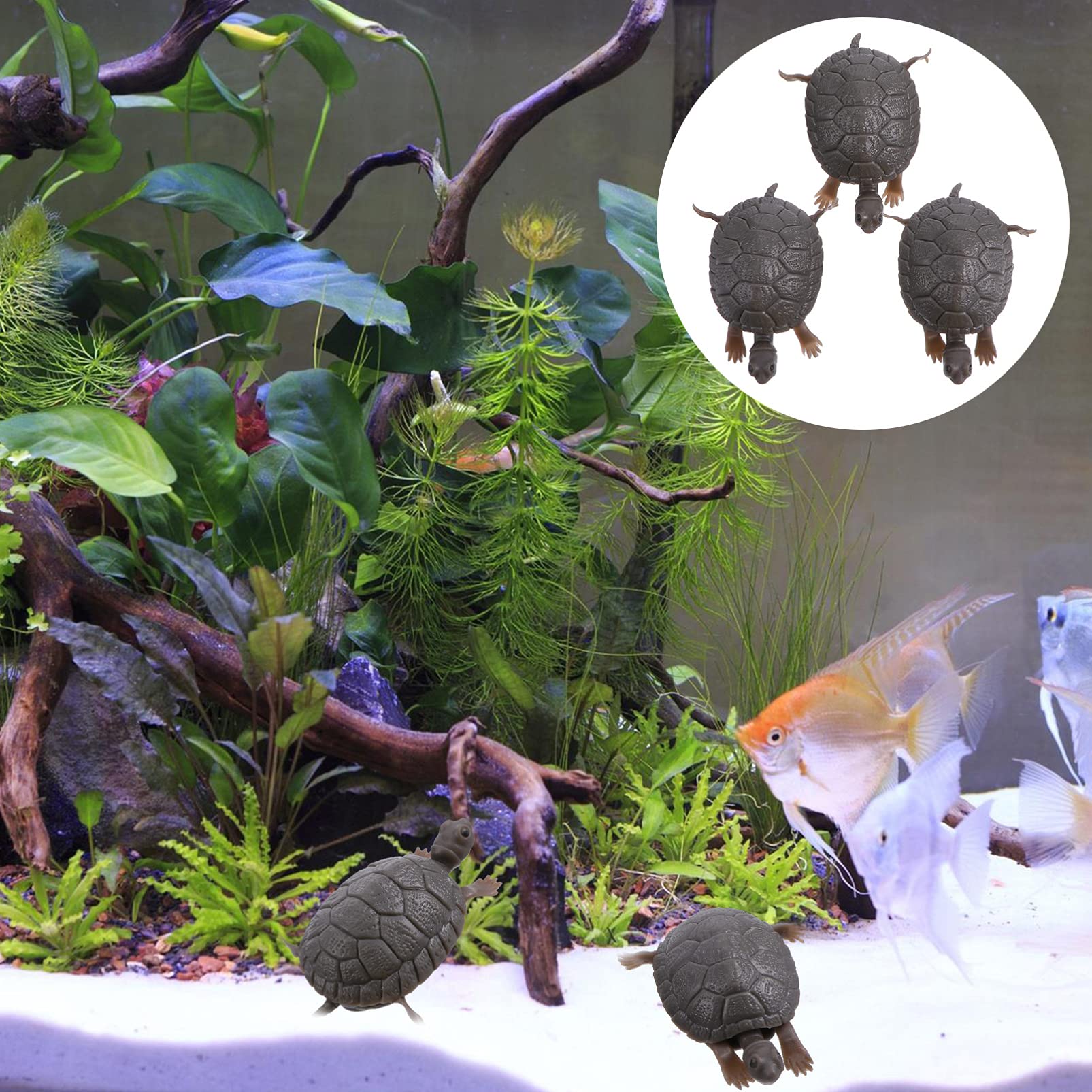 Balacoo 3pcs Plastic Turtle Figurines for Aquarium Decor - Fish Tank Landscape Ornament