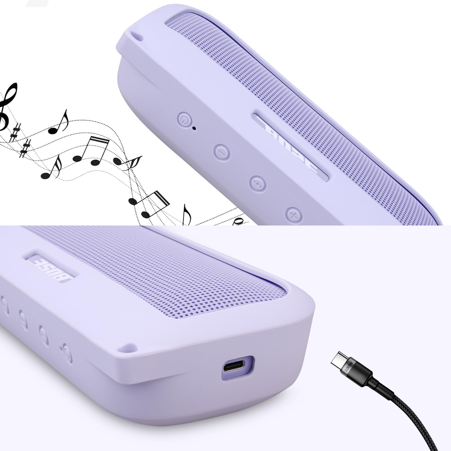 Bovke Soft Silicone Protective Case for Bose SoundLink Flex Bluetooth Speaker - Shockproof Cover with Non-Slip Grip, Perfect for Outdoor Travel, Beach, Pool & Gym Use (Purple)