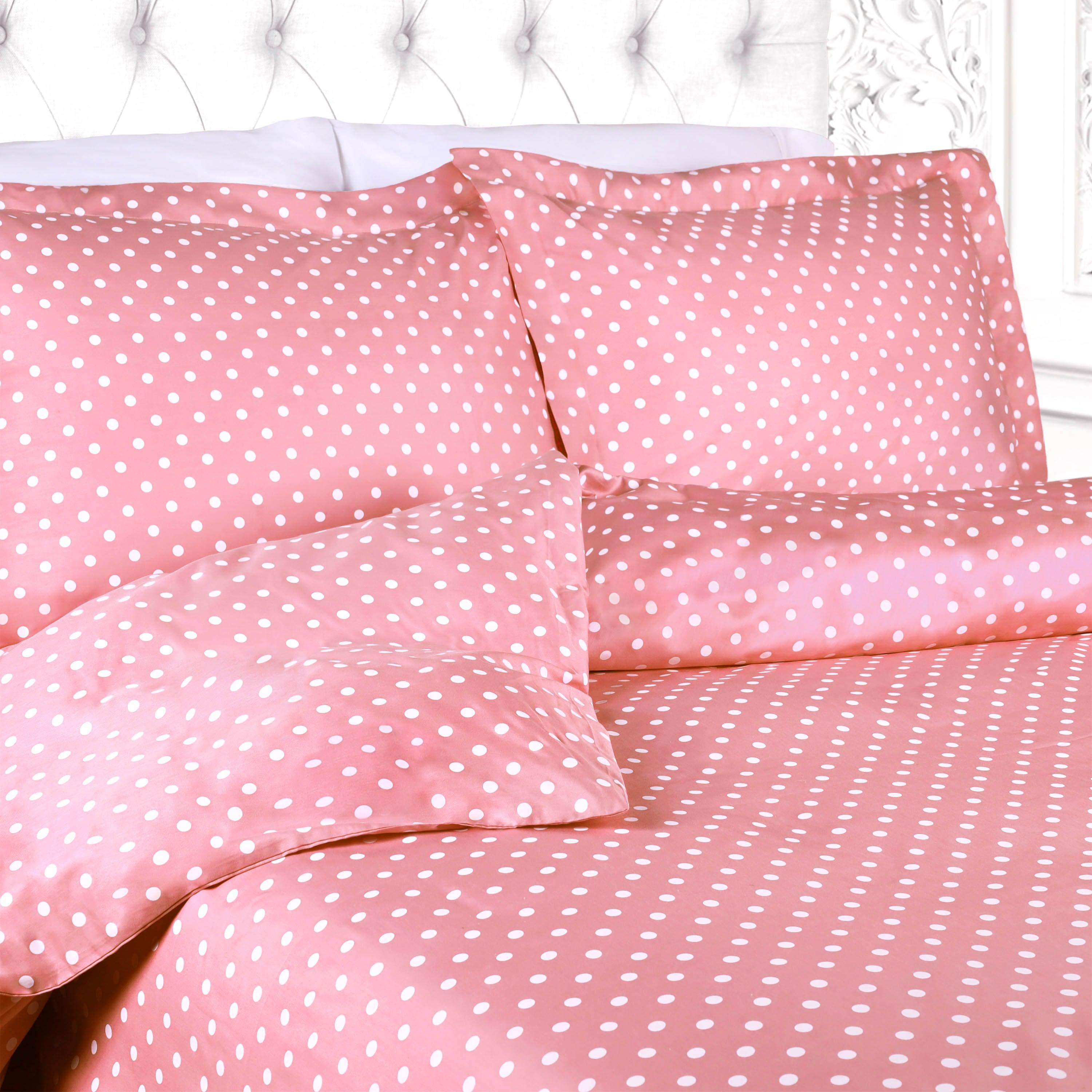 Premium 600 Thread Count Cotton Blend Polka Dot Duvet Cover Set - Soft & Breathable Bedding for Cozy Nights - Perfect for Master Bedroom, Guest Room & Dorm Decor