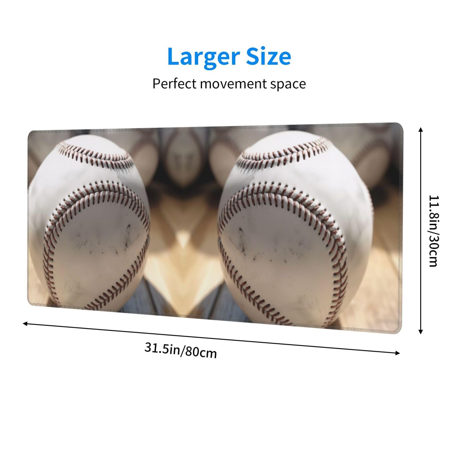 Cool Grey Baseball Print Mouse Pad - 11.8x31.5 Inches - Strong Adhesion, Durable & Non-Slip Surface - Perfect for Office Work, Gaming & Computer Use