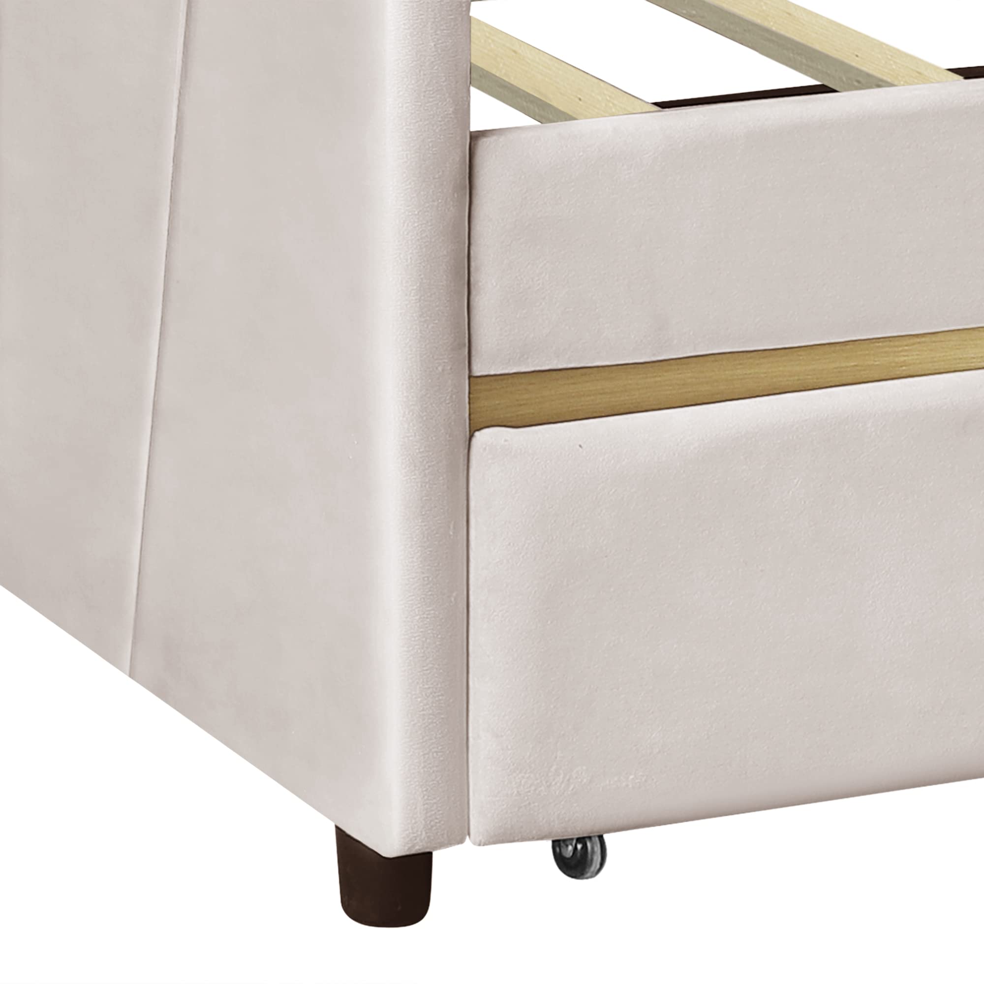 Harper & Bright Twin Daybed with Storage Drawers - Upholstered Sofa Bed for Bedroom & Living Room - Beige