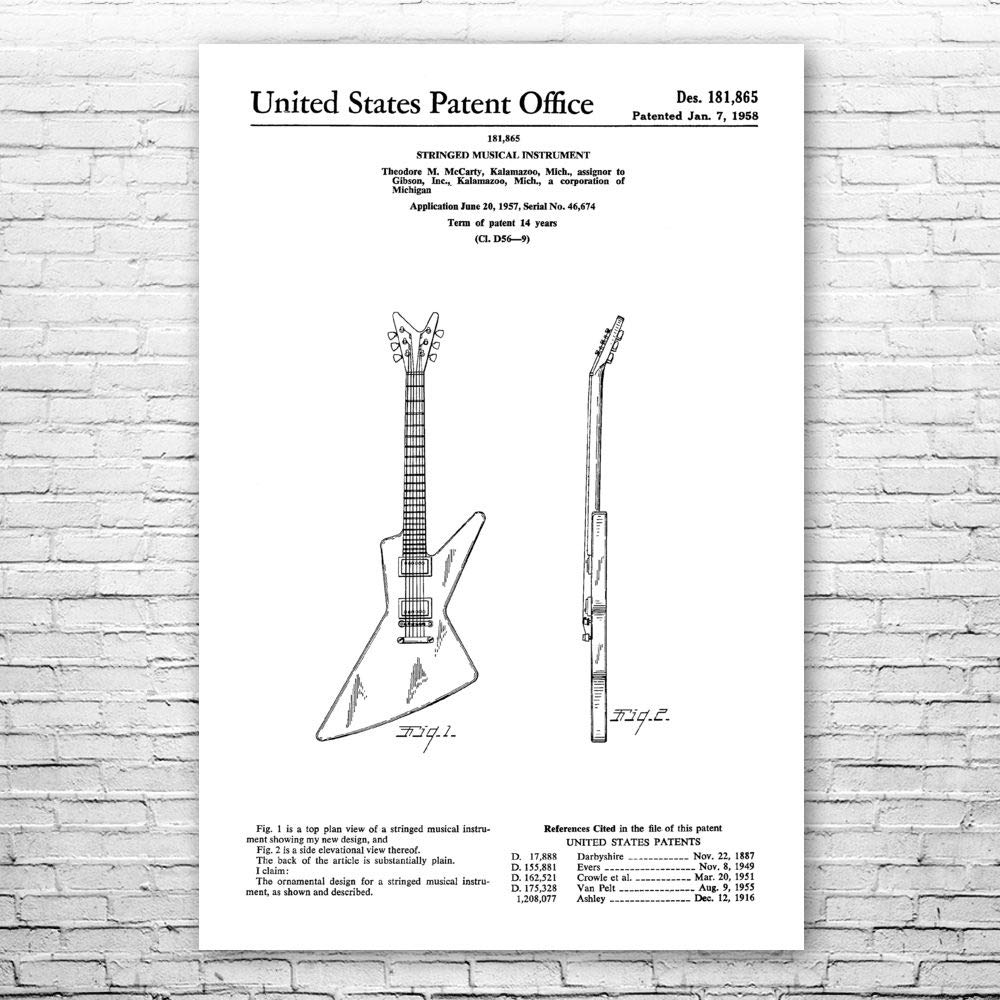 Electric Guitar Poster Print - Heavy Metal Wall Art Decor for Musicians & Music Lovers - Black & White Guitar Art Print (24x36 inches) - Perfect for Bedroom, Studio & Man Cave Decor