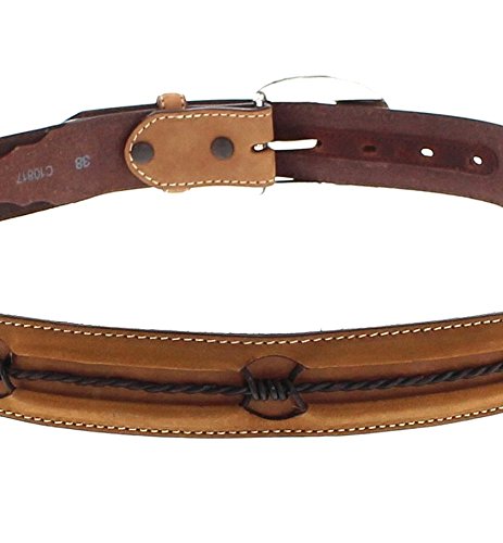 Justin Fenced In Barbed Wire Western Belt C10817 - Genuine Leather Cowboy Belt for Men - Perfect for Rodeo, Country Music Festivals & Western Style Outfits