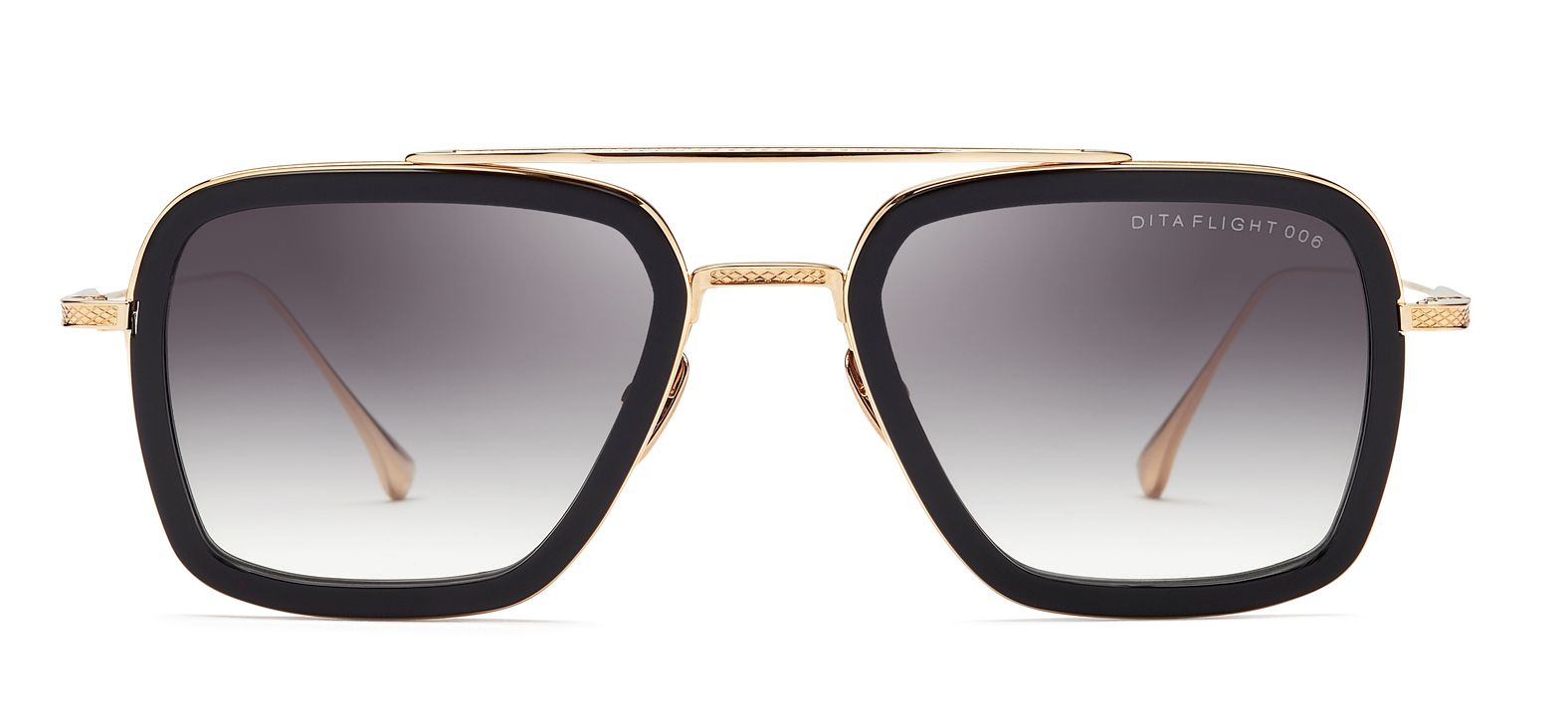 Dita Flight 006 7806 B Black Gold Sunglasses - Luxury Aviator Style for Men & Women - Perfect for Driving, Travel & Outdoor Activities