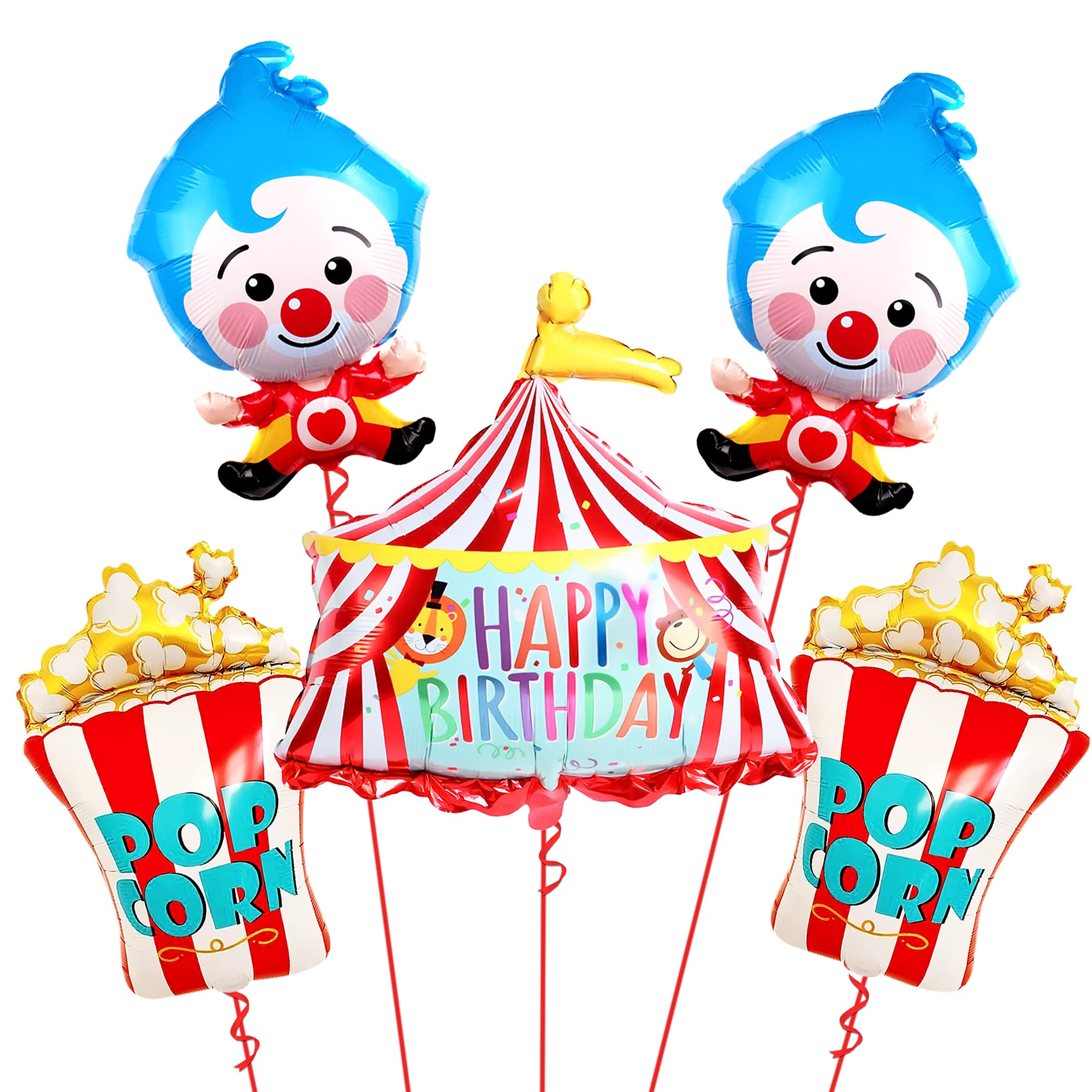 KatchOn 30 Inch Big Carnival Balloons - Pack of 5 | Giant Popcorn Balloons for Birthday Parties, Circus Theme Decorations | Perfect for Carnival Events, Baby Showers & Outdoor Decor