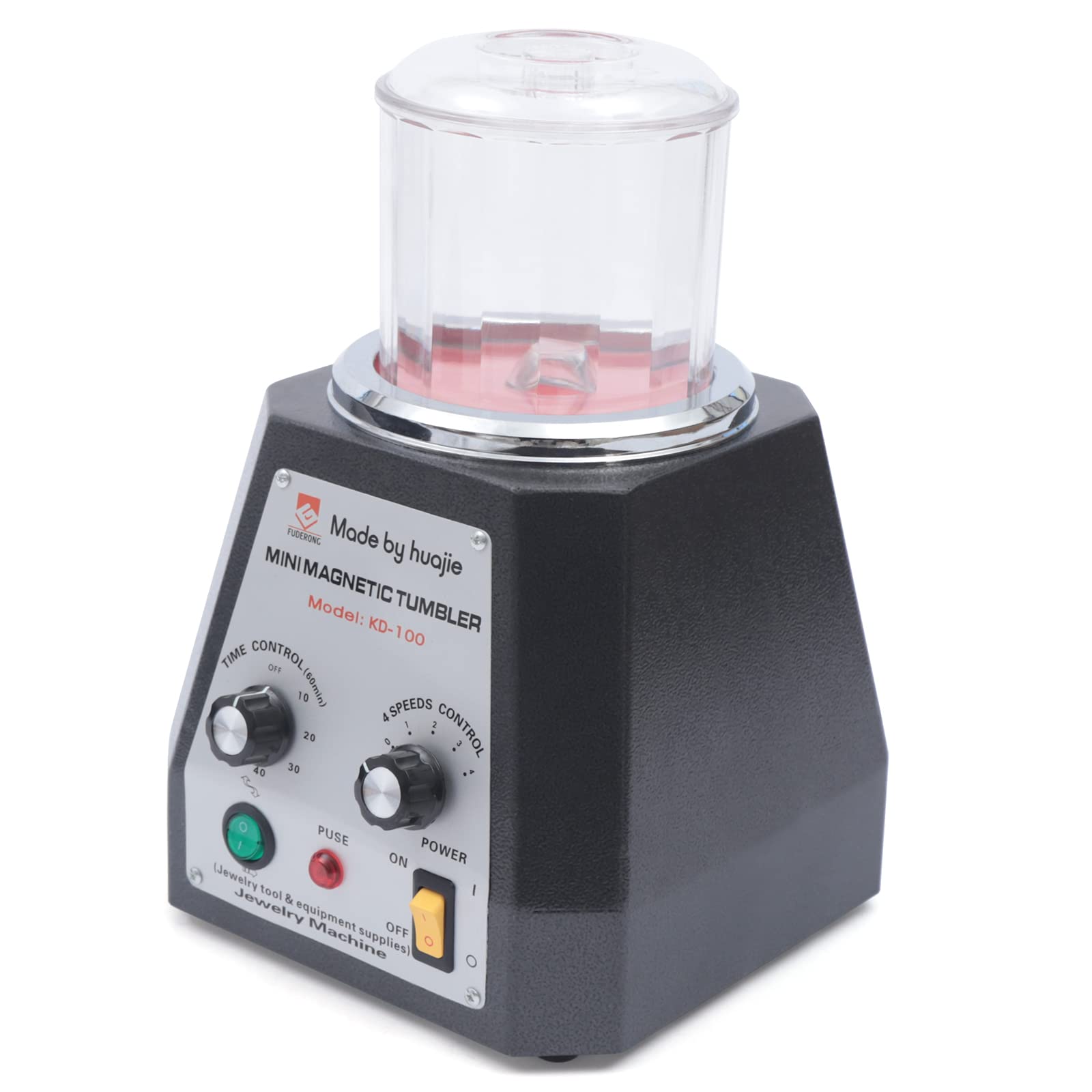 2000RPM Magnetic Jewelry Polisher Machine - 220V 100mm Magnetic Tumbler for Jewelry & Metal Polishing with Acrylic Bowl - Perfect for Jewelry Making, Metal Crafting, and Small Parts Finishing