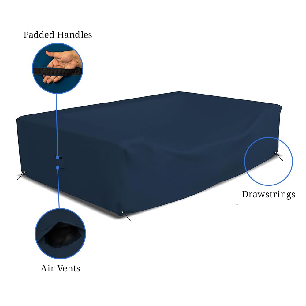 Heavy Duty 12 oz Waterproof Outdoor Patio Sectional Sofa Cover - Durable Furniture Protector with Air Pockets & Drawstring for Table & Chair Set (136