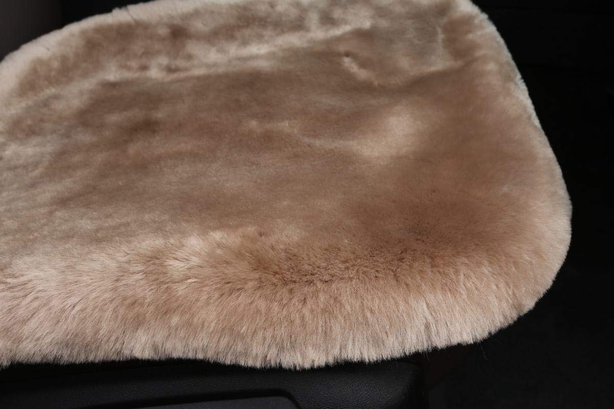Premium Natural Sheepskin Seat Cushion Cover - 100% Genuine Wholehide Short Wool Car Seat Pad, Universal Fit for Cars, Trucks, SUVs & Vans (Light Tan) - Luxury Comfort for Long Drives & Cold Weather Protection