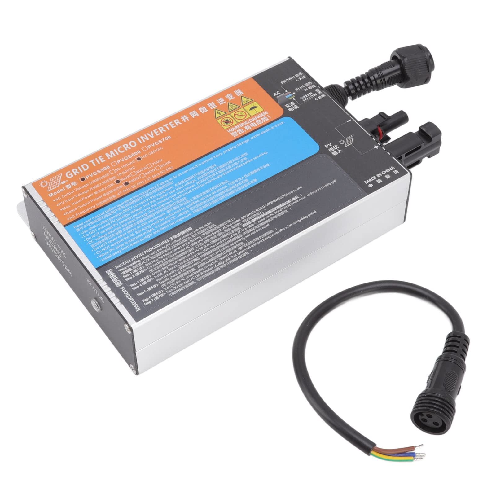 Zerodis 500W Solar Micro Inverter - Grid Tie Aluminum Alloy Portable Inverter with High Conversion Rate, 18-60V DC to AC220V, Waterproof & Sine Wave for Solar Power Generation Systems - Perfect for Home, RV & Off-Grid Energy Solutions