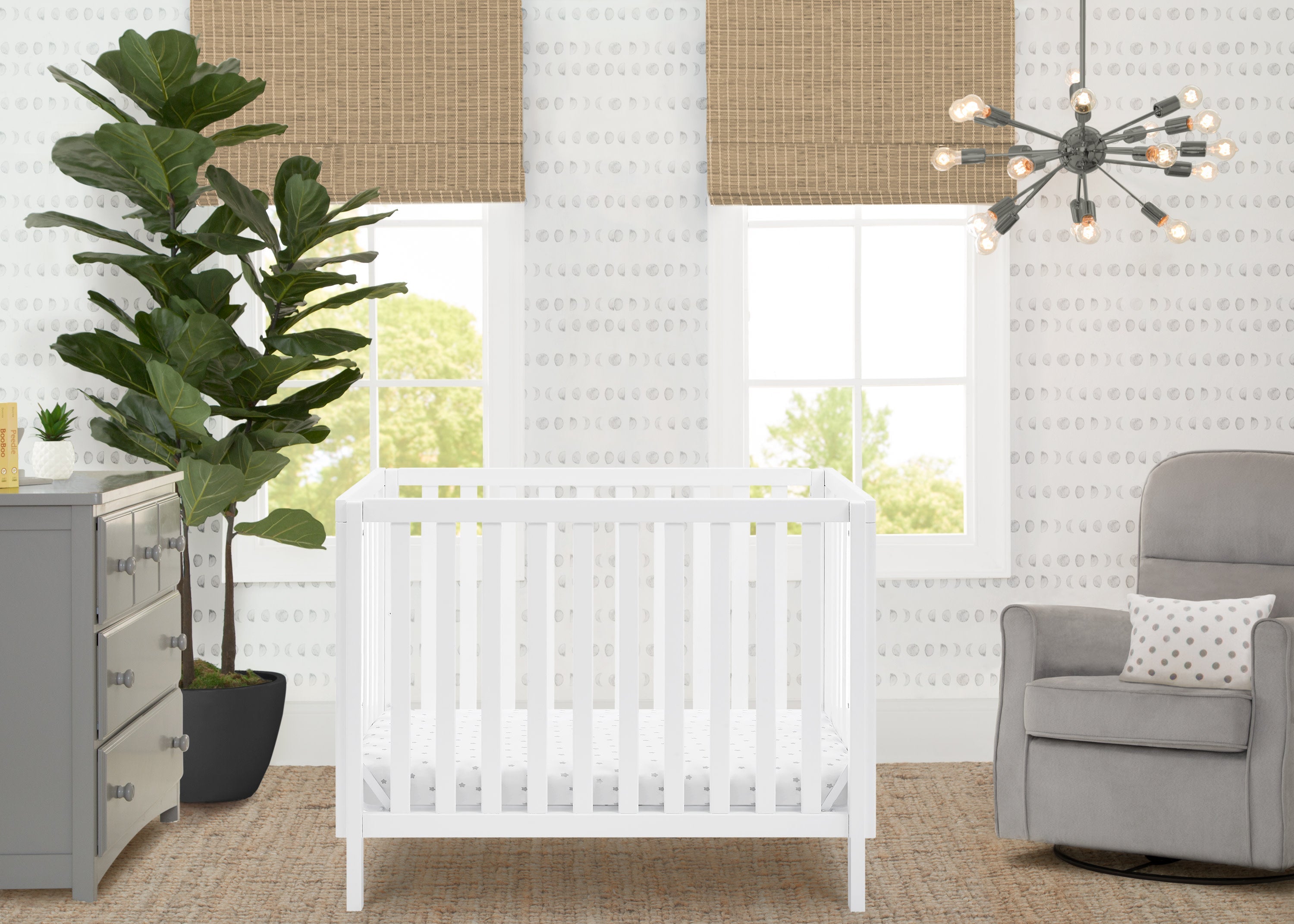Gio Mini Crib with 2.75 Inch Mattress - Portable Baby Bed for Small Spaces | Nursery, Travel & Guest Room Use