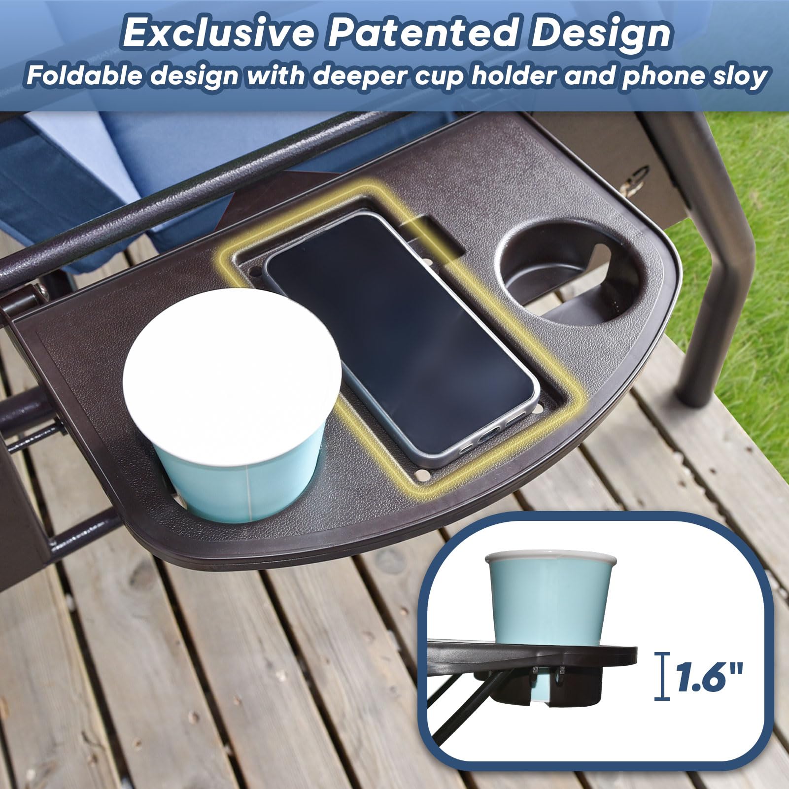 3-Seat Outdoor Porch Swing with Stand - 800lb Capacity 2-in-1 Patio Glider Chair with Adjustable Canopy & Removable Cushions - Heavy Duty Steel Frame for Yard, Garden, Deck or Backyard Relaxation (Blue, Round Tube Design)