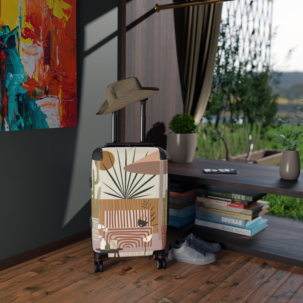 Modern Cabin Suitcase with Stylish Patio Print - Perfect for Travel, Vacation & Outdoor Adventures