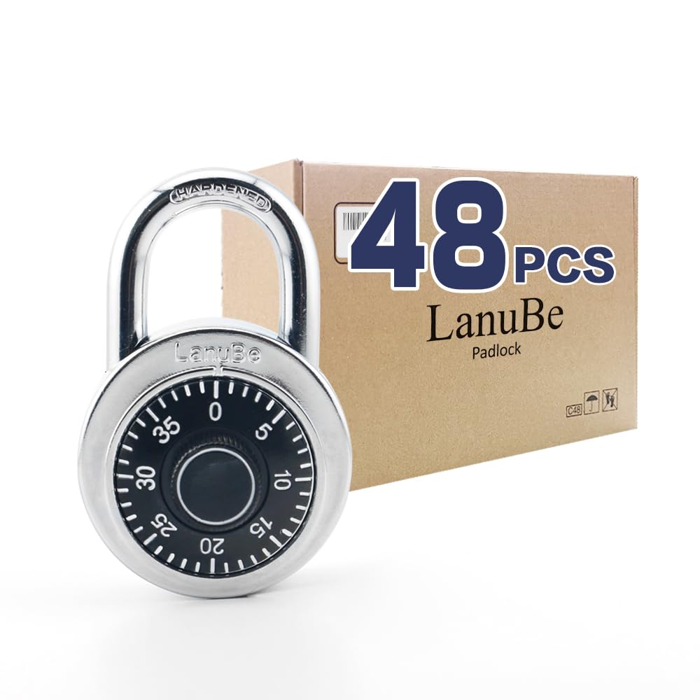 **48 Pack Black Standard Dial Combination Locks - 2 Inch Wide, Keyless Security for School Lockers, Employee Lockers, Gym Lockers, Toolboxes, Fences & More**
