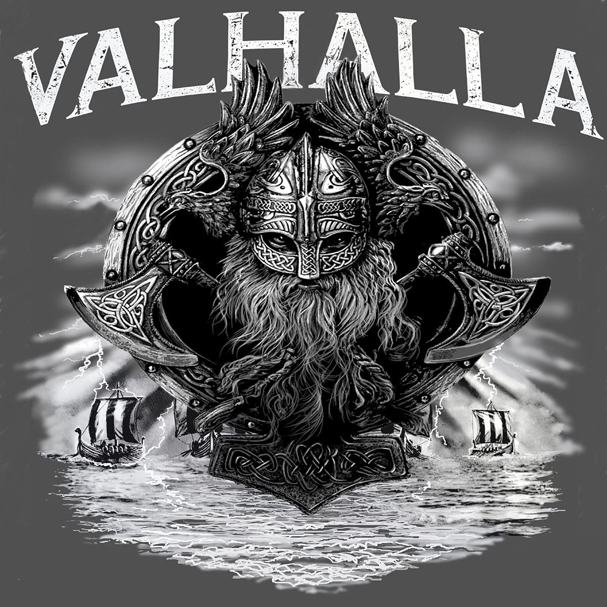 Vahalla Vikings Fleece Blanket - Soft Scandinavian Home Decor Throw with Norse Mythology Celtic Art - 58x58 Inch Cozy Bed Blanket for Winter, Couch & Gift Giving