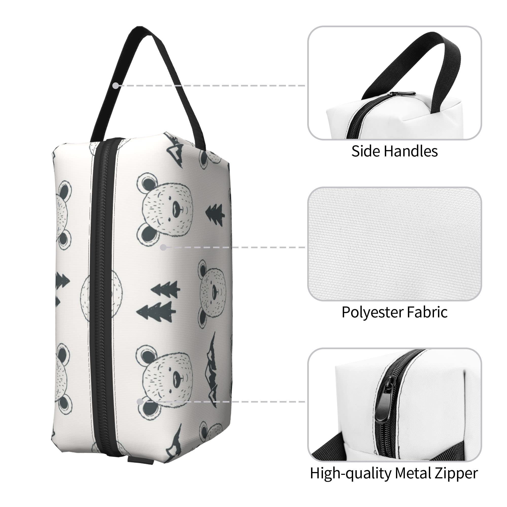 Bear Heads Women's Large Travel Toiletry Bag Organizer - Waterproof Cosmetic & Makeup Case for Bathroom, Shower, Gym, Vacation - Perfect for Travel Essentials & Stationery Storage