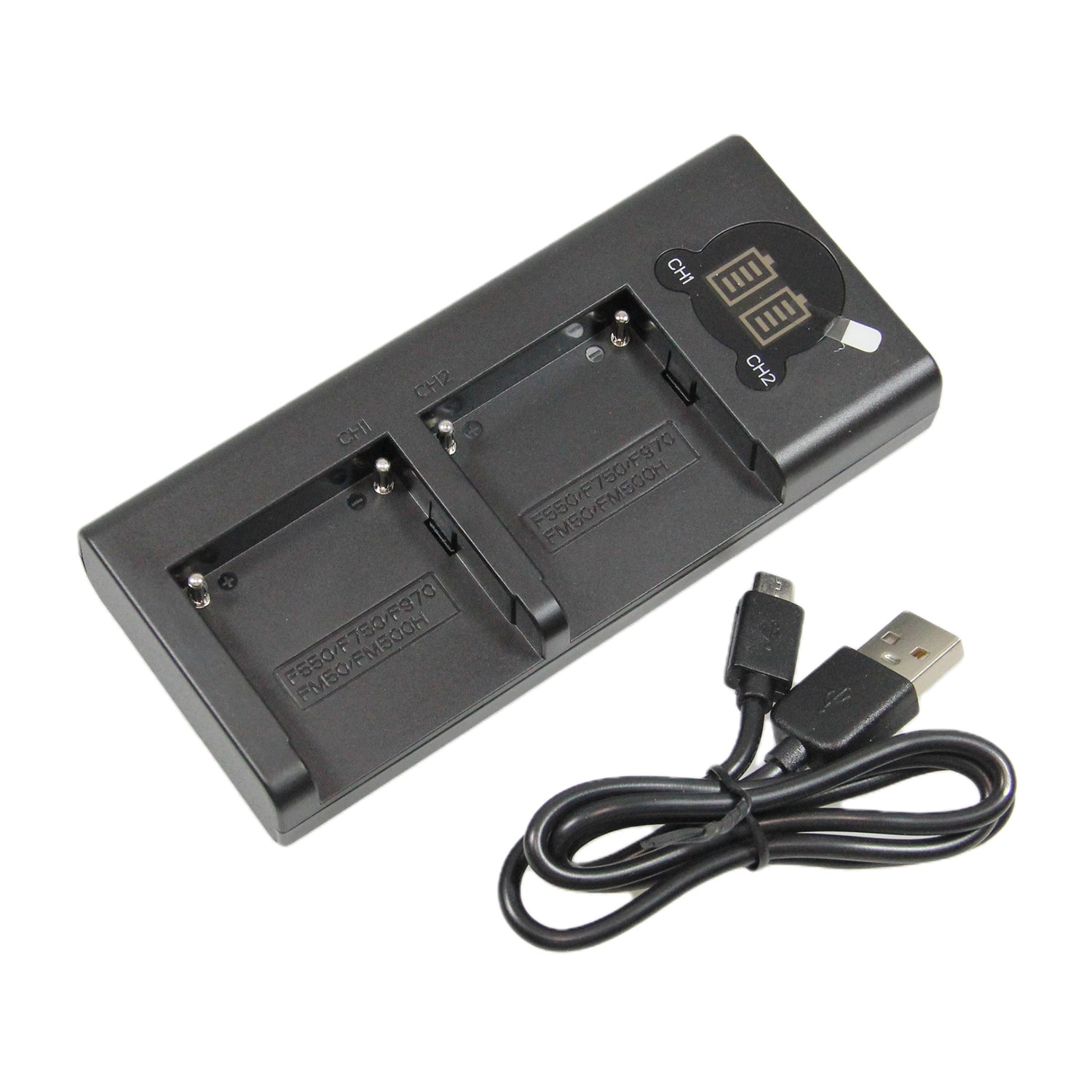 Sony FM50 FM55H FM500H QM71 Rapid Dual Battery Charger Replacement with LCD Screen & Micro USB Cable - Fast Charging for Cameras, Camcorders & Photography Gear