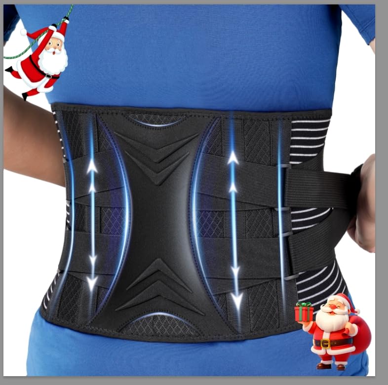 KKM Back Brace for Lower Back Pain Relief - Support Belt for Herniated Disc, Sciatica & Scoliosis - Breathable Lumbar Support with Removable Pad for Men & Women (Size M) - Ideal for Office Work, Driving & Post-Surgery Recovery