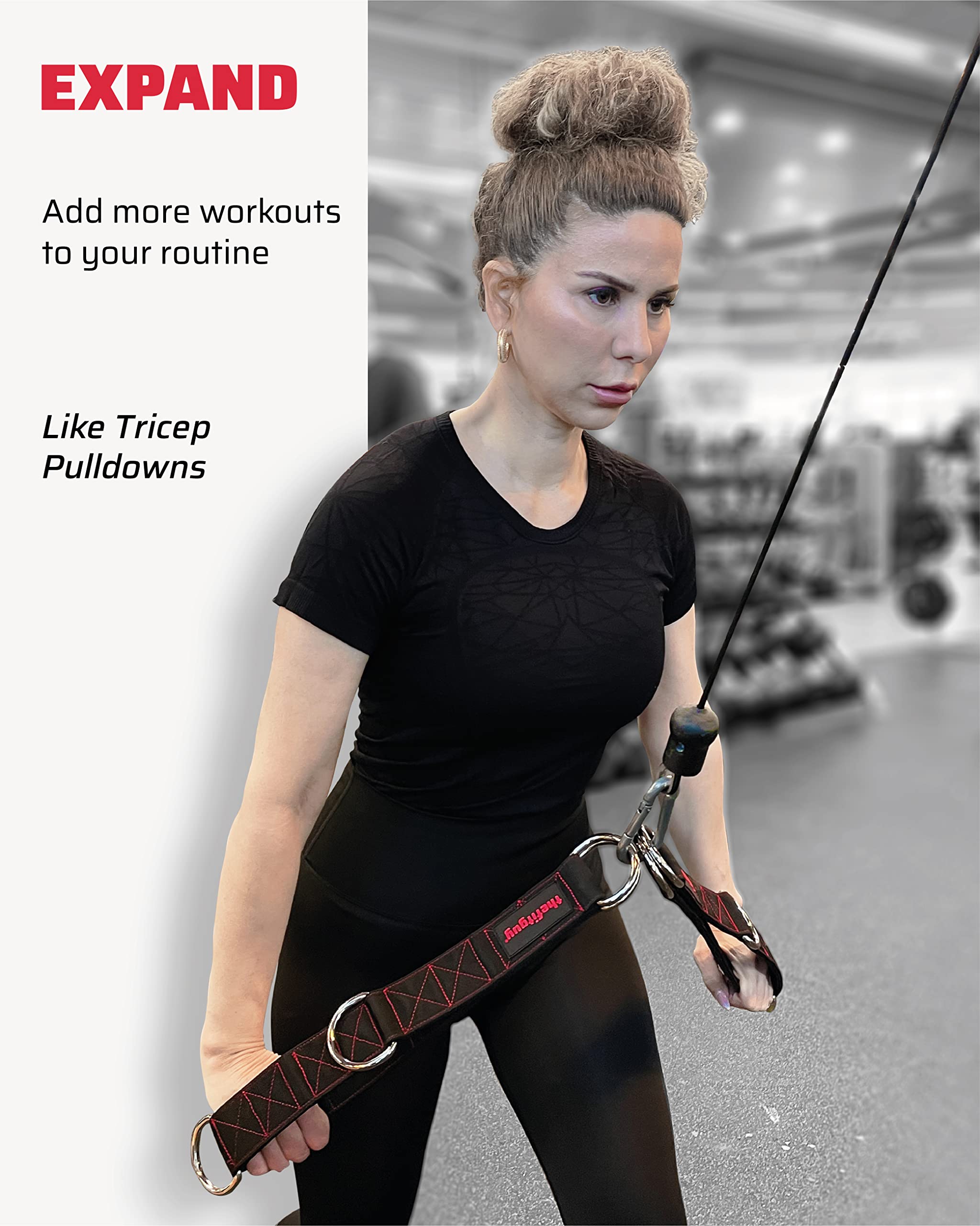 Premium Ergonomic Single Tricep Rope & 2 Multi-Function Straps for Cable Machine Attachments (Includes 5 Durable Metal Snap Hooks) - Perfect for Home Gym, CrossFit, and Strength Training Workouts