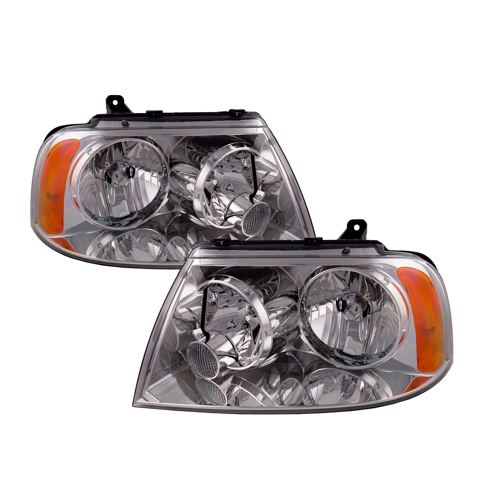 HEADLIGHTSDEPOT Chrome Housing Halogen Headlights Pair - Left & Right Compatible with Coachmen Mirada 2010-2011 | Replacement for RV Headlights | Perfect for Night Driving & Road Trips