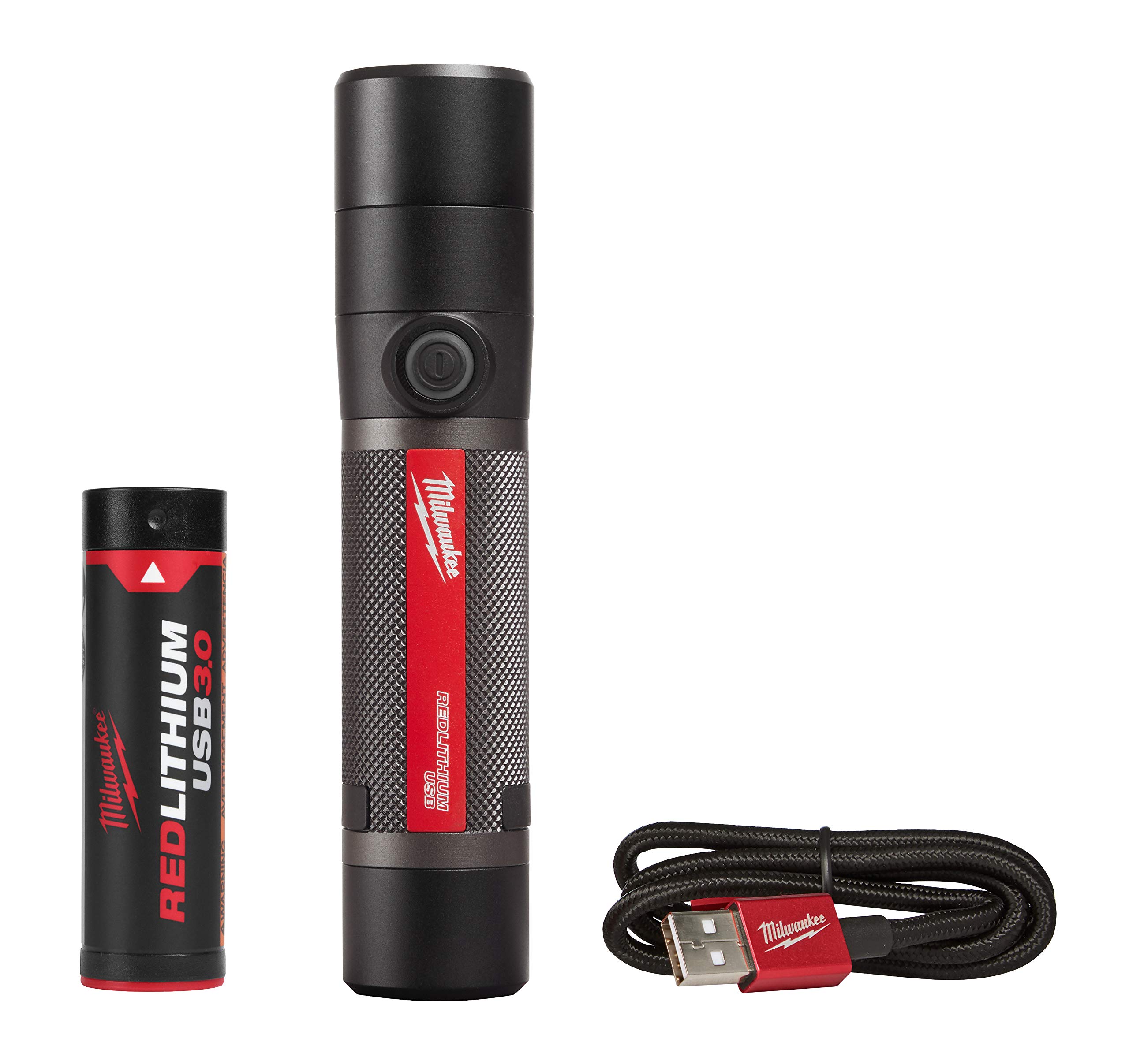Milwaukee 800 Lumens LED USB Rechargeable Flashlight - Bright Portable Work Light for Camping, Emergency, Home & Job Site Use