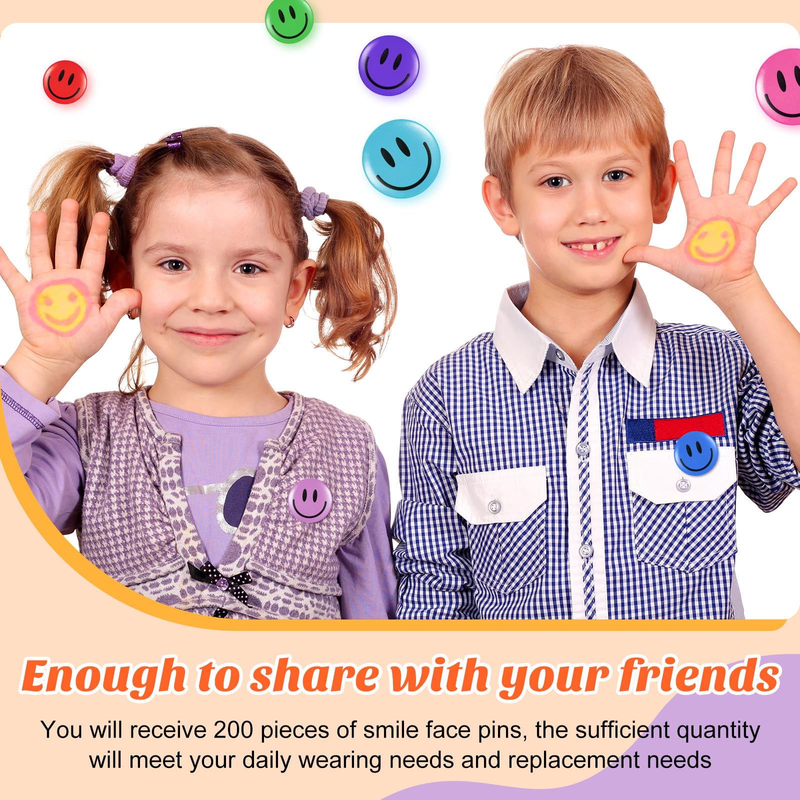 200 Pcs Happy Smile Face Button Pins - Retro Pinback Badges, 1.25 Inch Colorful Classic Smiley Pins for Backpacks, Jackets, Hats & DIY Crafts - Fun Novelty Accessories for Women & Teens