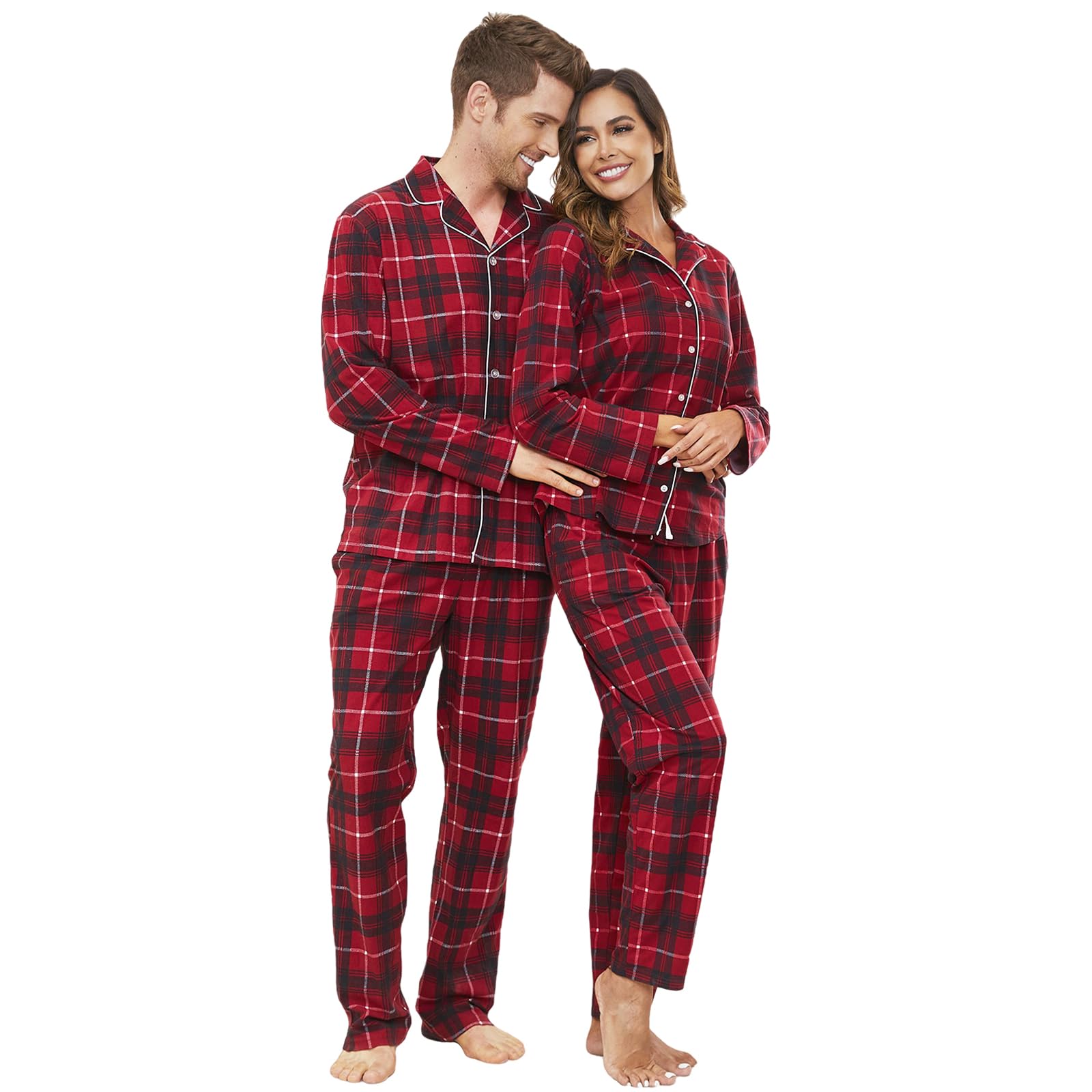 Mnemo Women's Christmas Pajama Set - Plaid Long Sleeve Top & Pants Lounge Wear Gift Set for Women - Cozy Holiday Sleepwear for Christmas Eve, Family Gatherings & Winter Nights
