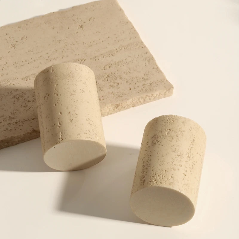 Natural Travertine Cave Stone Bathroom Accessories Set - Soap Dispenser, Toothbrush Holder & Tumbler - Spa Style Home Decor for Modern Bathrooms, Luxury Hotel Style Upgrade