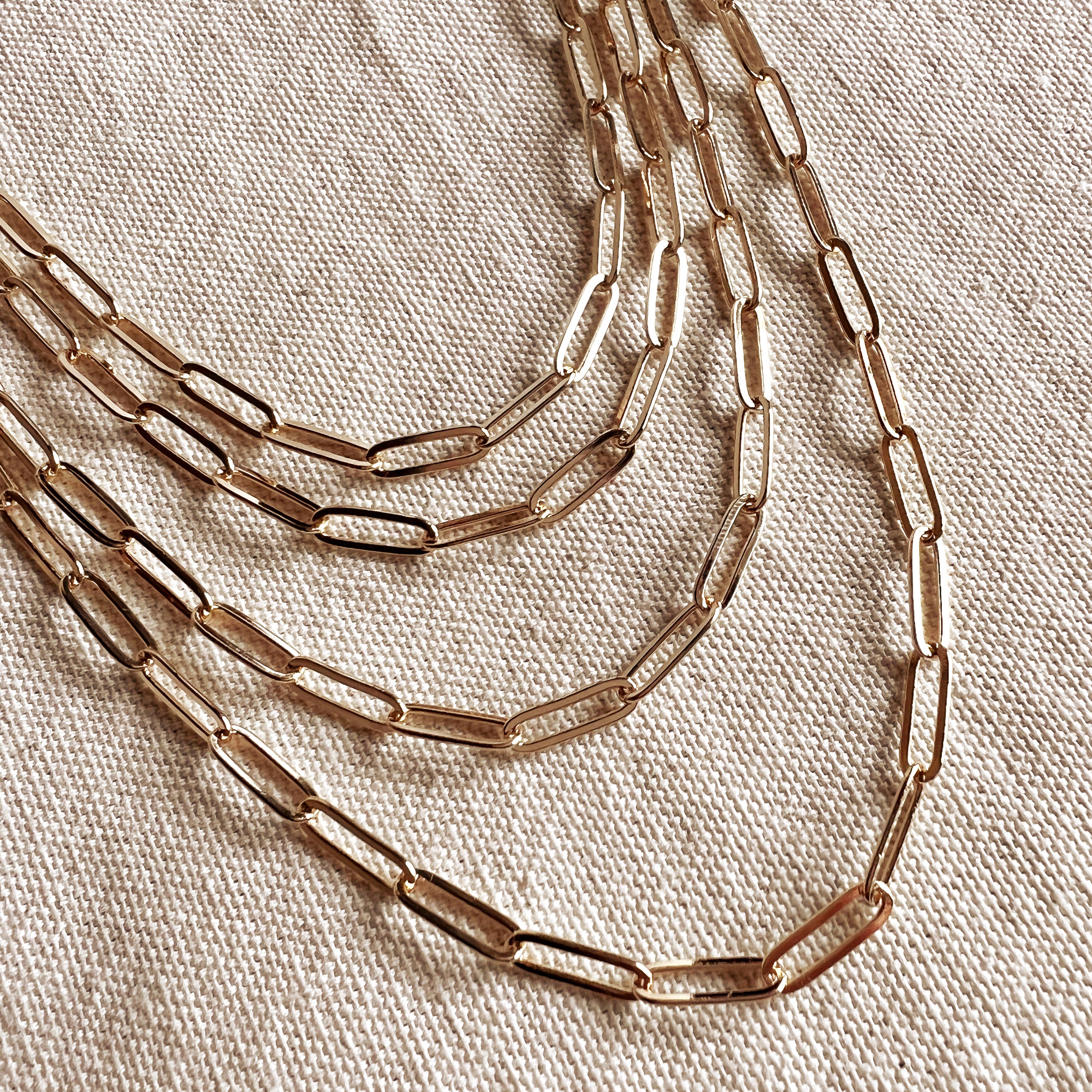 18k Gold Filled Paperclip Chain Necklace - Dainty Minimalist Layering Jewelry for Women - Perfect for Everyday Wear, Gift Giving & Special Occasions