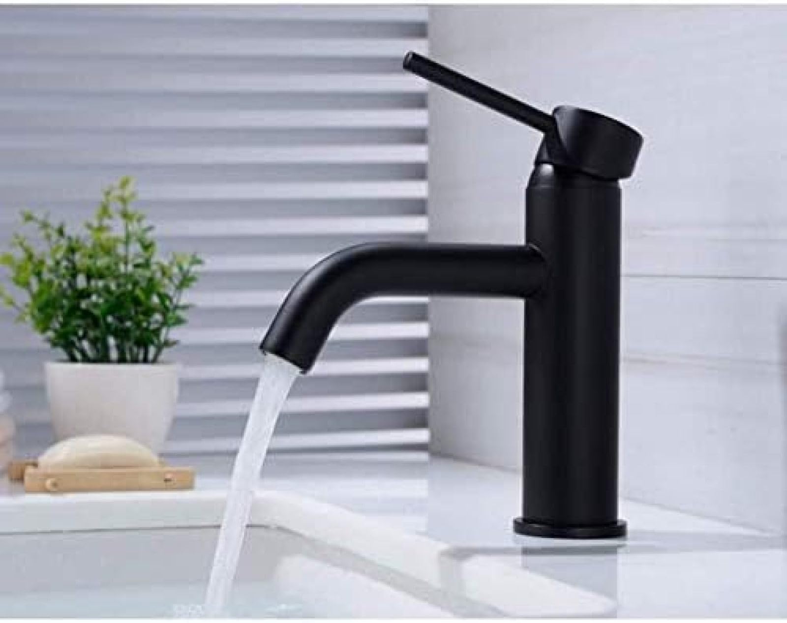 CRJUS Premium Black Solid Brass Kitchen & Bathroom Faucet Mixer - Cold & Hot Water Tap for Modern Home & Commercial Use