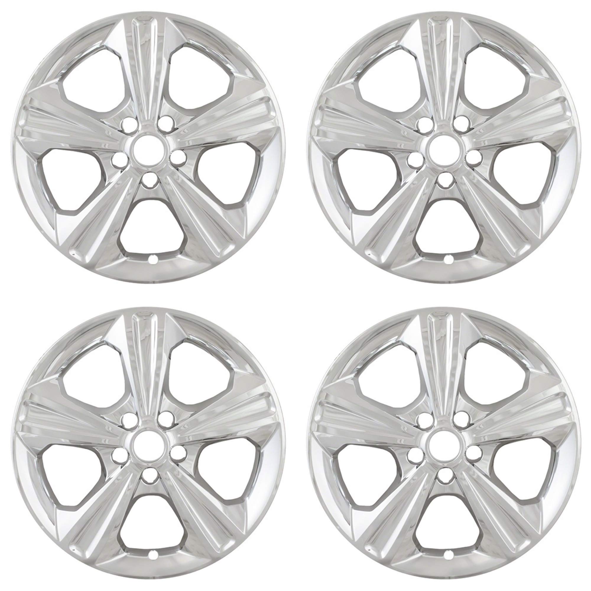 2013-2016 Ford Escape 17 Inch Wheel Skin Covers - 5 Spoke Chrome Plated Plastic Hubcaps (Set of 4) - Not for Steel Wheels - Upgrade Your Car's Appearance for Daily Driving & Special Occasions