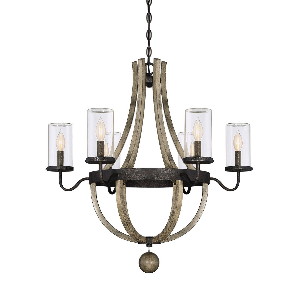 6-Light Outdoor Pendant with Weatherane Finish - 29 Inch 360W Candelabra Bulbs - Perfect for Patio, Porch & Garden Lighting