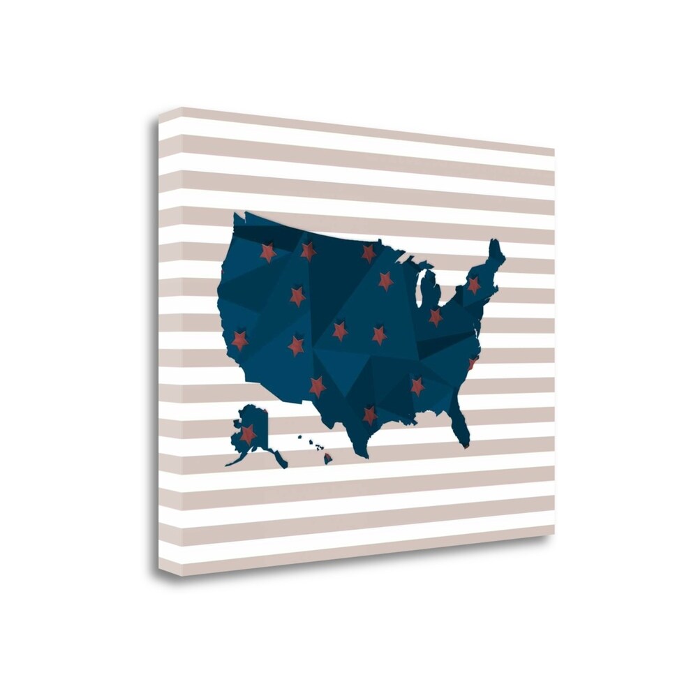 American Blue Red Stripes Art Print by Tara Moss - Premium Giclee on Gallery Wrapped Canvas - Perfect for Living Room, Bedroom & Office Wall Decor