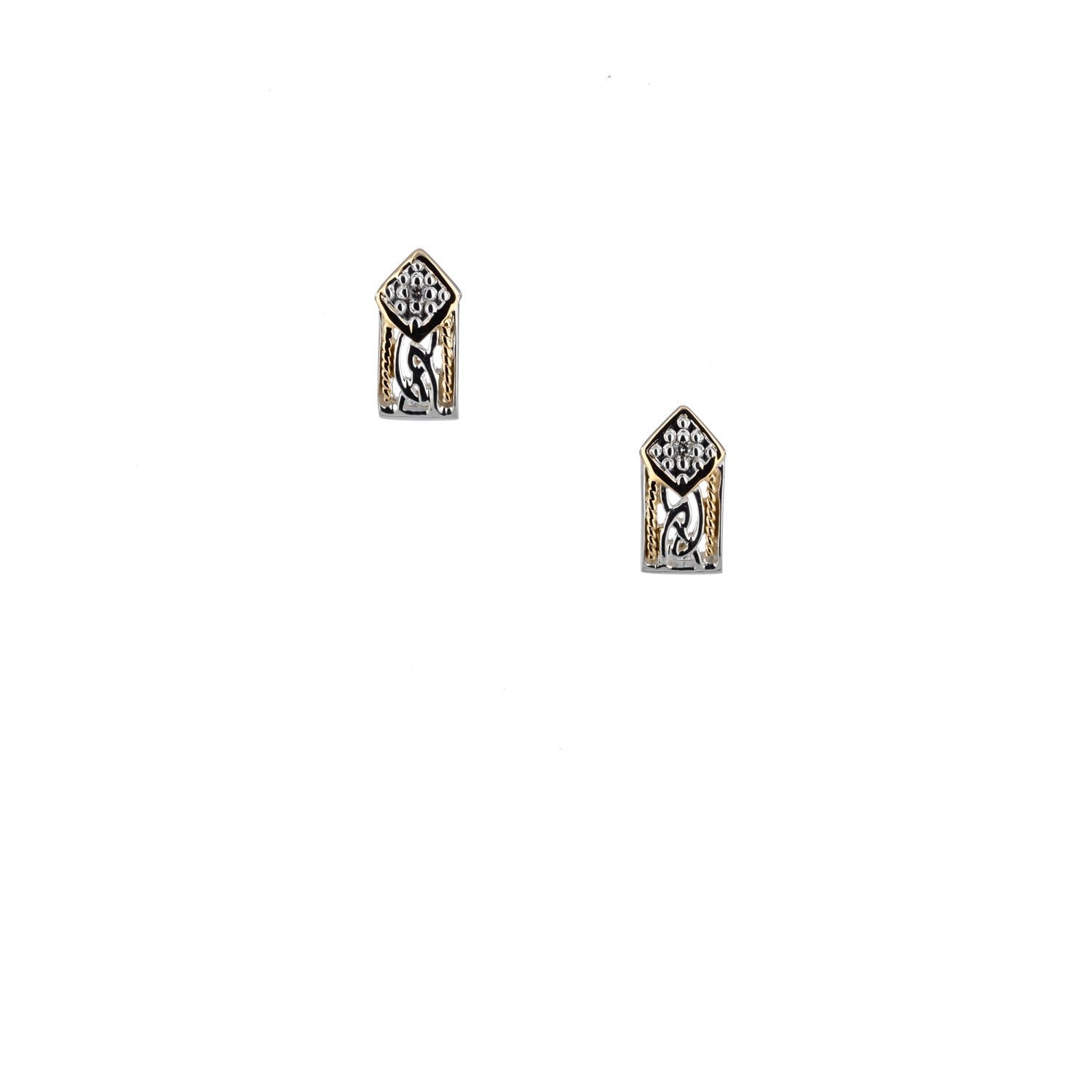 10K Gold & Silver Diamond Post Earrings for Women - Elegant Window to the Soul Stud Earrings for Daily Wear, Parties & Special Occasions