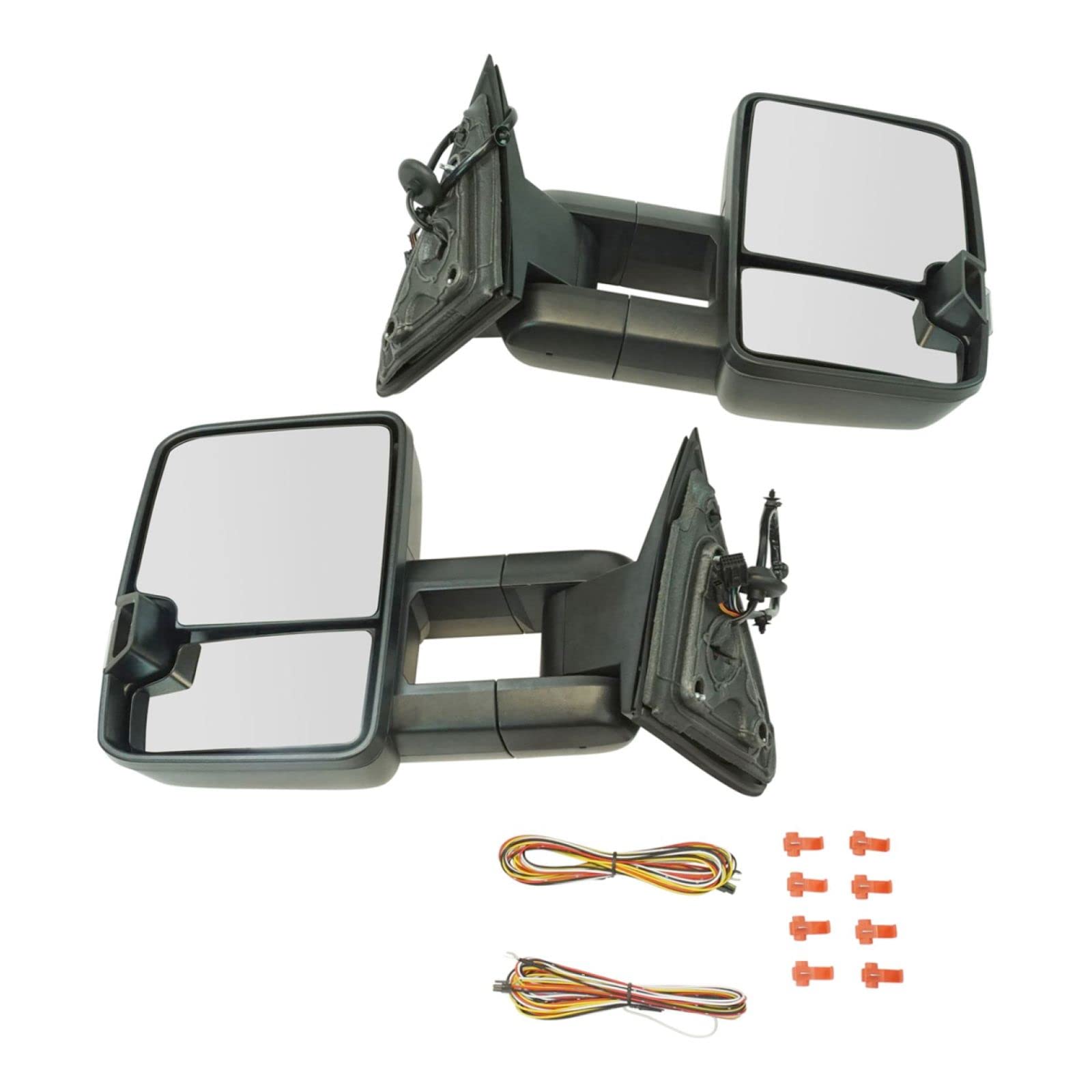 Power Heated Smoked LED Tow Mirror with Turn Signal & Spotlight for GM SUVs - Perfect for Towing, Night Driving & Enhanced Safety