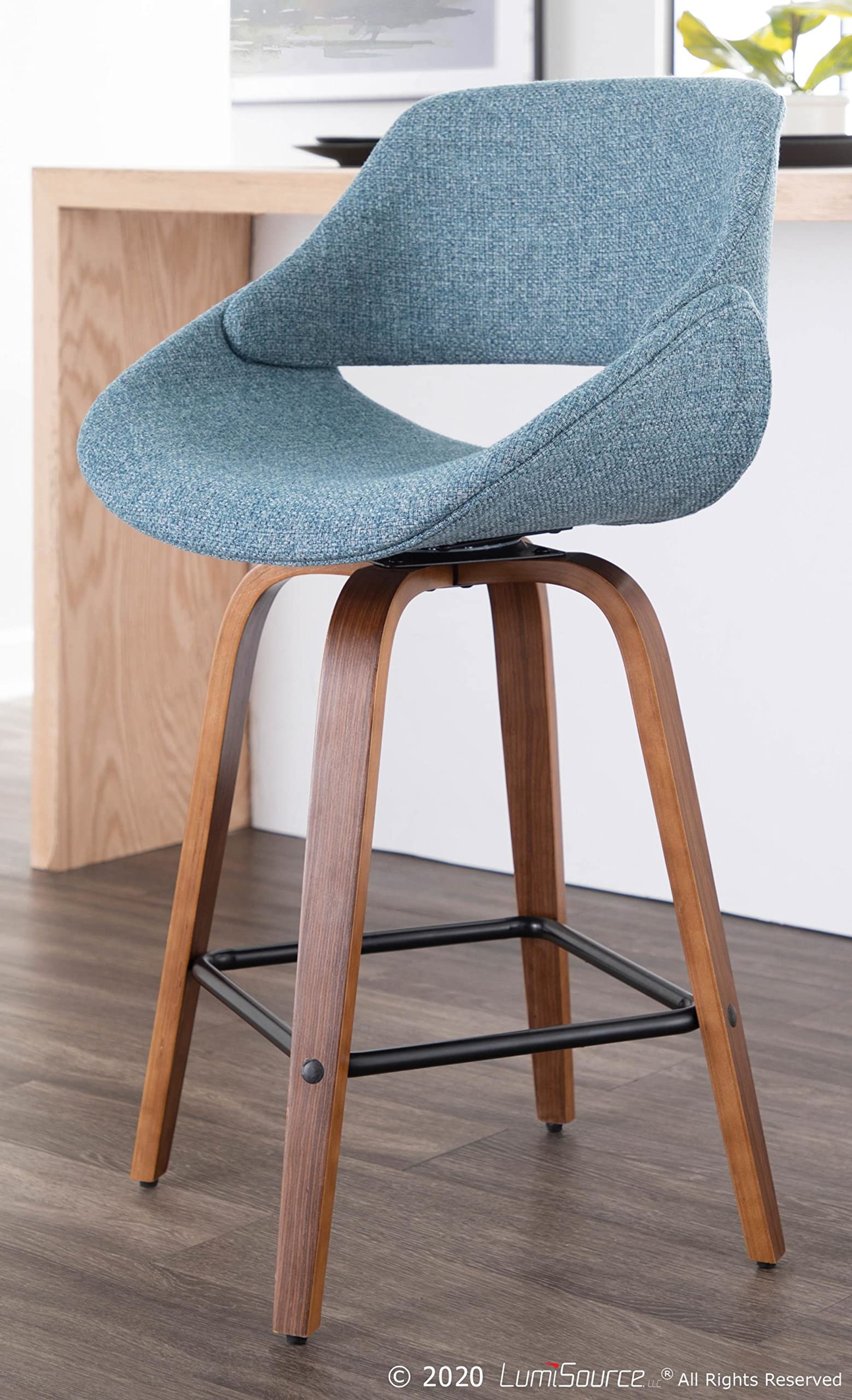 LumiSource Walnut Wood Counter Stools Set of 2 - 24
