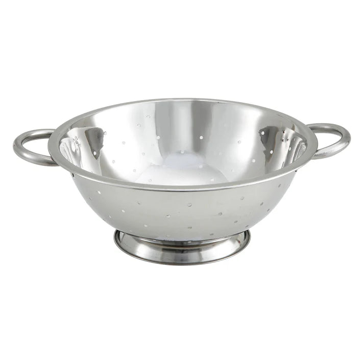 Winco 3 Qt Stainless Steel Colander - Durable Kitchen Strainer for Pasta, Vegetables & Fruits | Perfect for Cooking, Washing & Draining