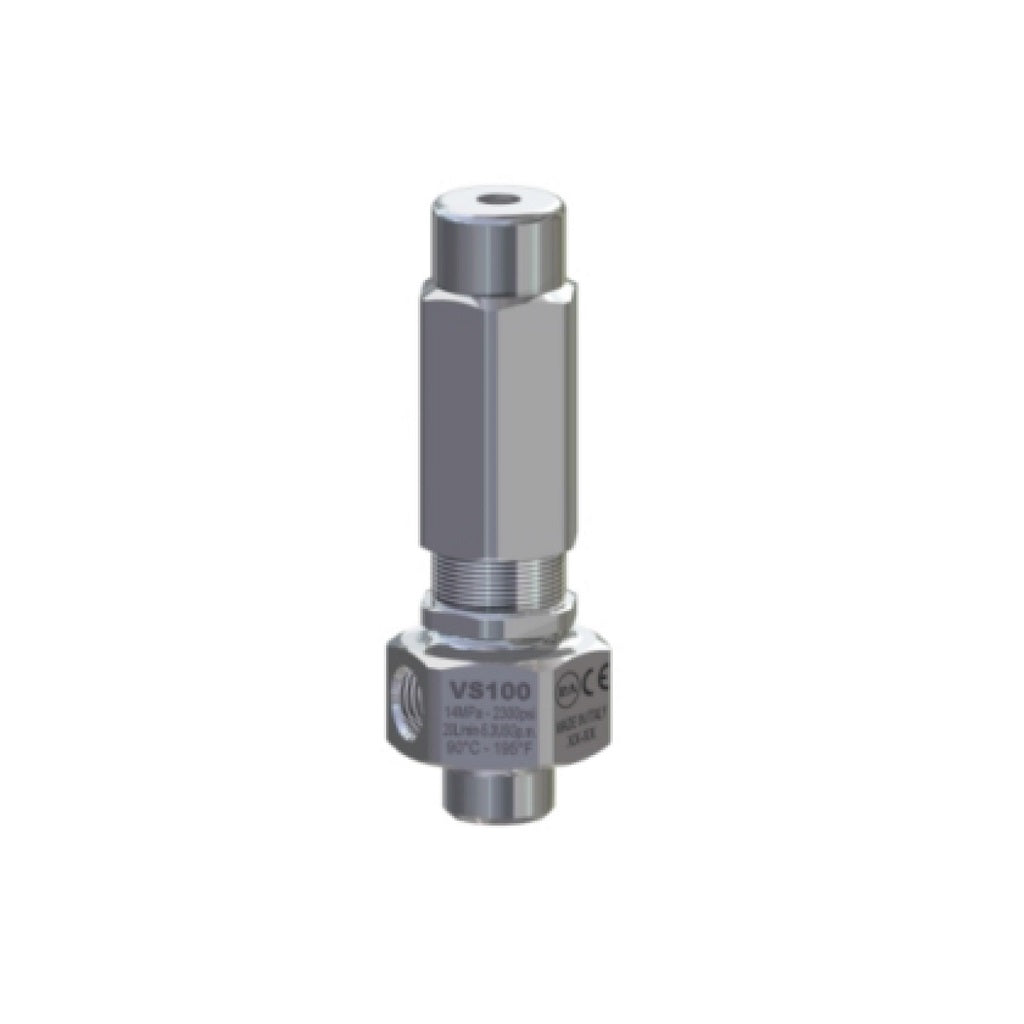 VS100 High Pressure Safety Relief Valve - 2300psi Stainless Steel for Industrial & Hydraulic Systems