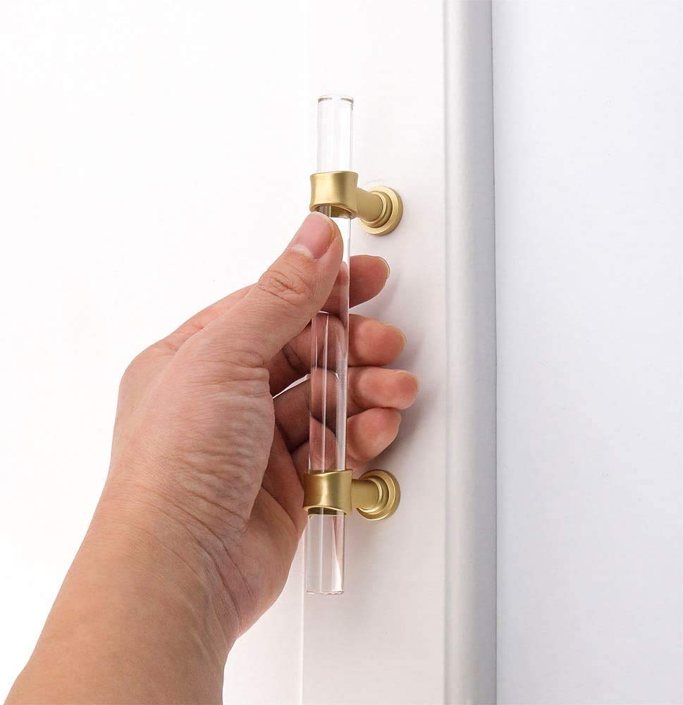 Gold Cabinet Pulls 5 Pack - Brushed Brass Drawer Handles for Kitchen & Dresser