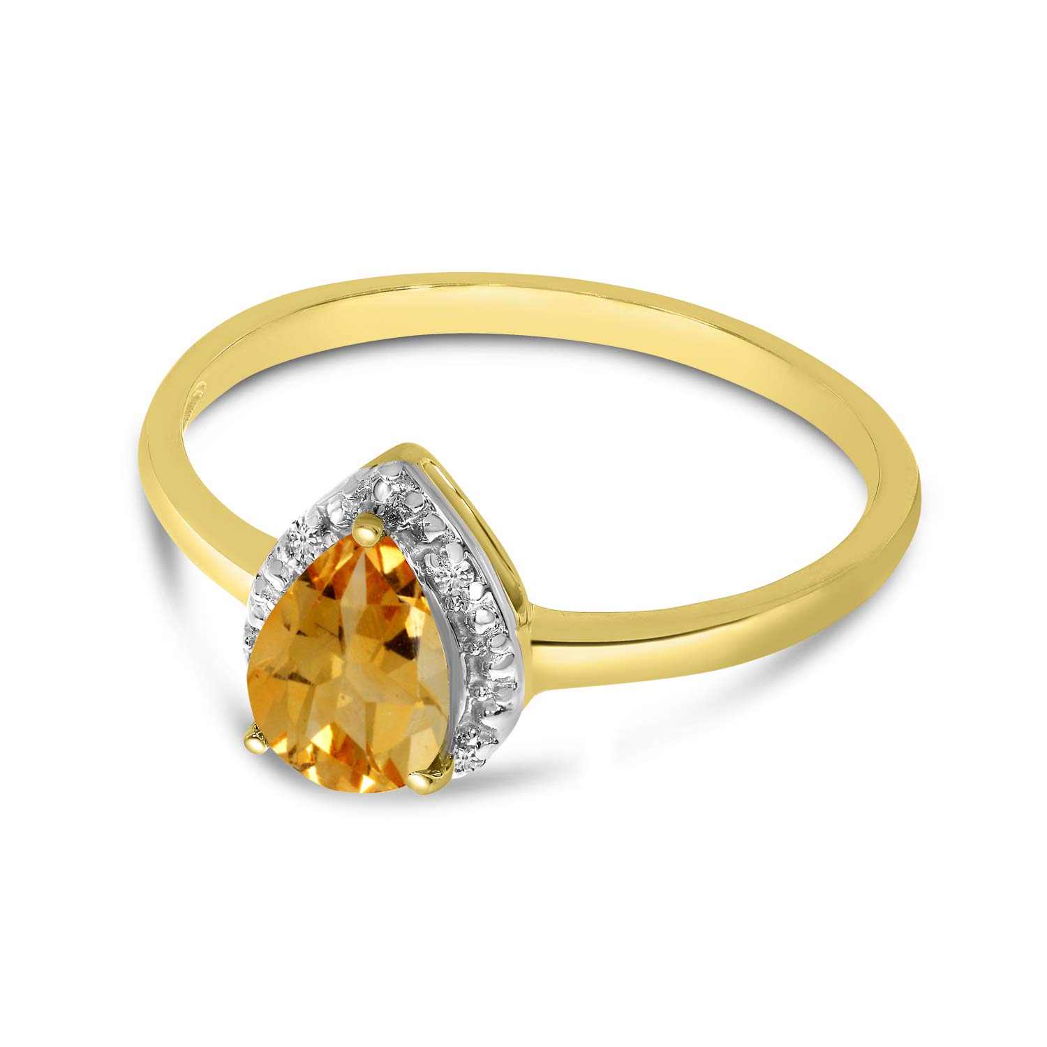 10K Yellow Gold Pear Citrine and Diamond Ring - Elegant Birthstone Jewelry for Women, Perfect for Gifts, Anniversaries & Special Occasions