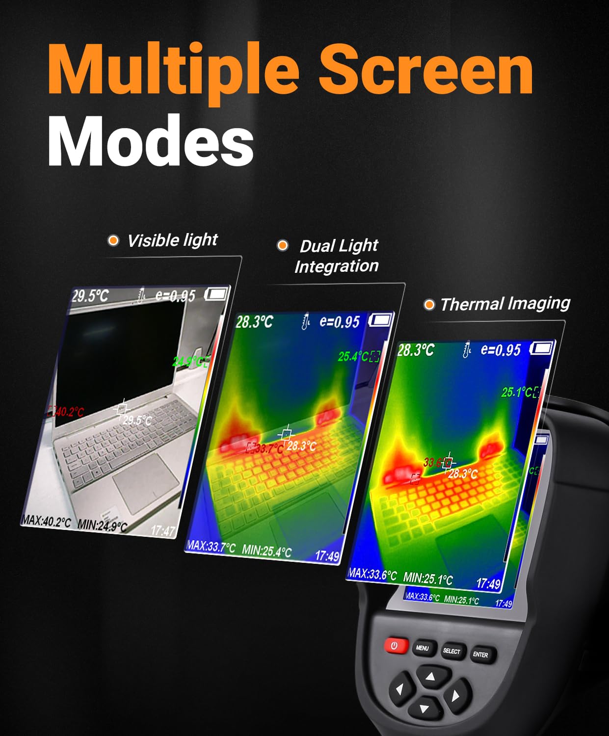 Upgraded 256x192 IR Thermal Imaging Camera - Handheld Infrared Thermometer with Dual-Light Fusion (-4°F to 1022°F) for HVAC Leak Detection, Car Maintenance & Electrical Inspections | Perfect for Home Inspectors, Auto Mechanics & Industrial Professionals