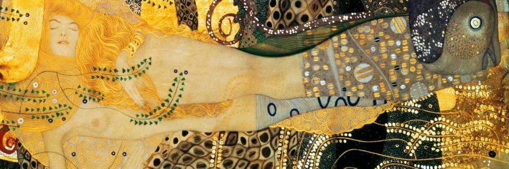Gustav Klimt Water Serpents I Art Print on Paper - 29x91 Inch Fine Art Wall Decor for Living Room, Bedroom & Office - Framed Canvas Painting Reproduction