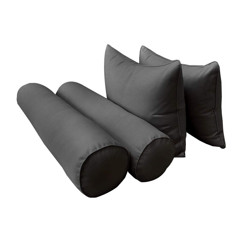 Prolinemax Outdoor Style 4 Twin-XL Piped Trim Daybed Mattress Bolster Pillow Fitted Sheet Cover Only - AD003 | Perfect for Patio Furniture, Sunroom Decor & Guest Bedding