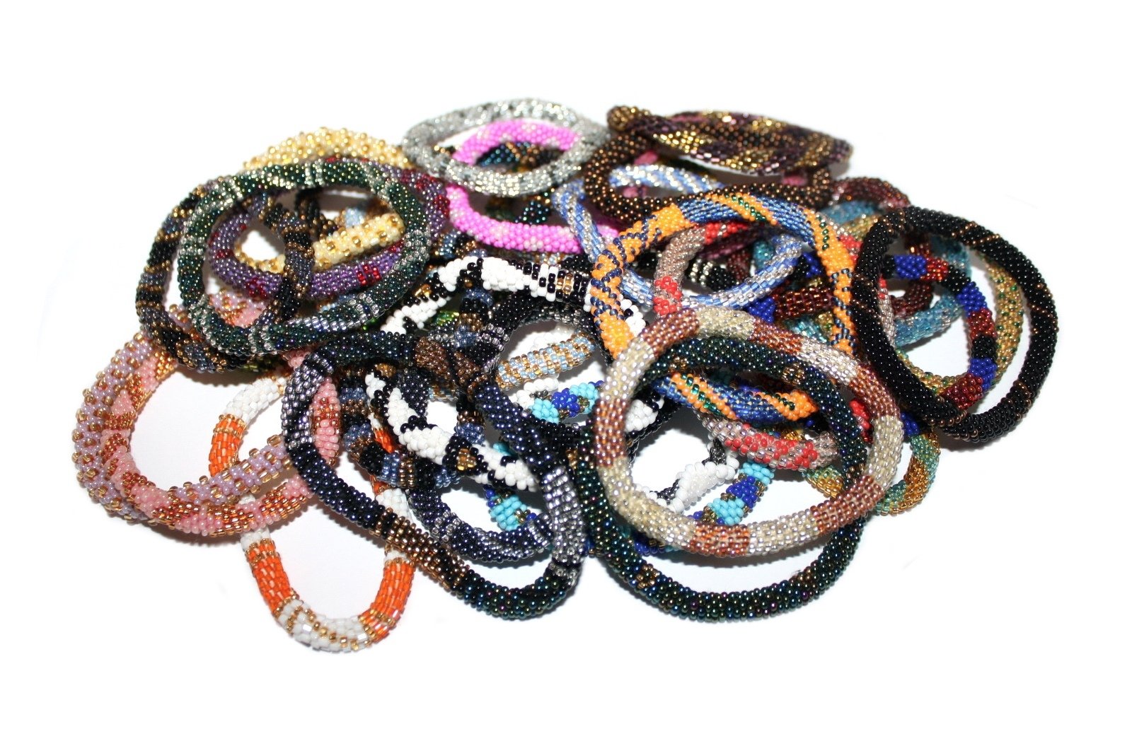 Wholesale 60pcs Handmade Crochet Glass Seed Bead Bracelet - Nepalese Boho Style Jewelry for Women, Festival, Yoga & Meditation Accessories
