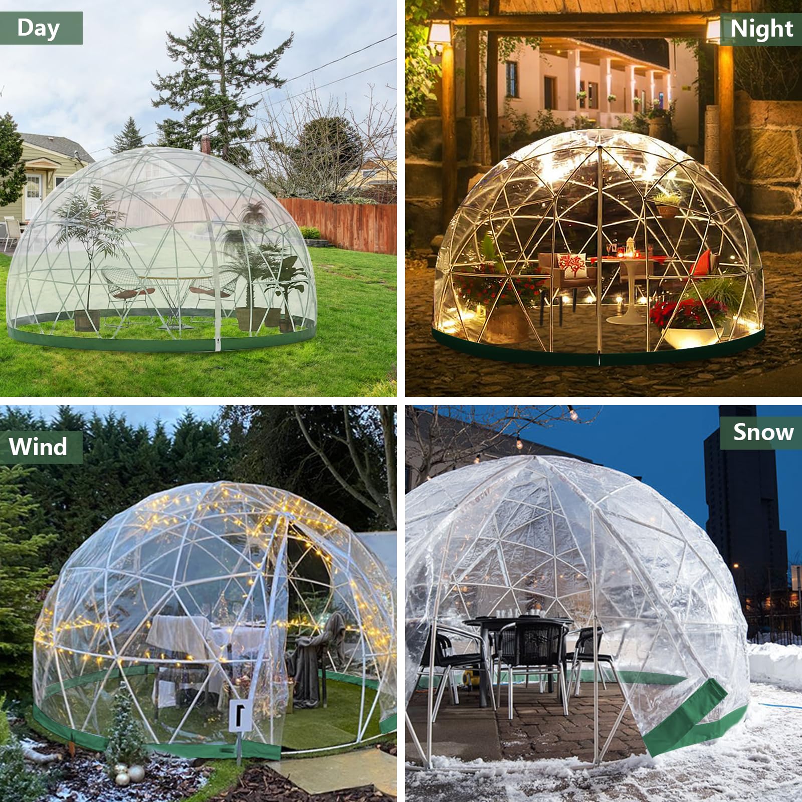 12x7.2 ft Upgraded Geodesic Dome Greenhouse Tent - Weatherproof Garden Igloo Bubble for Outdoor, Party, Backyard | Perfect for Winter Gardening, Glamping, and Outdoor Events