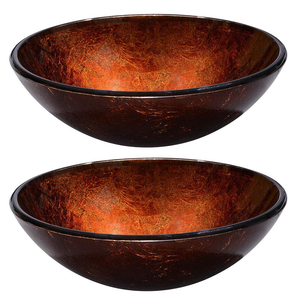 Aquaterior 2-Pack Round Tempered Glass Vessel Sink - Modern Above Counter Bathroom Vanity Basin for Home, Hotel & Kitchen Use - Durable & Stylish Glass Bowl Sink for Contemporary Spaces