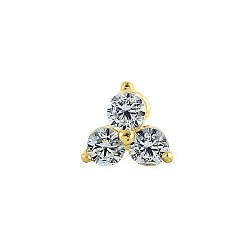 14K Solid Yellow Gold Triangle CZ Nose Stud - Hypoallergenic Nose Ring for Sensitive Skin | Perfect for Everyday Wear, Parties & Special Occasions